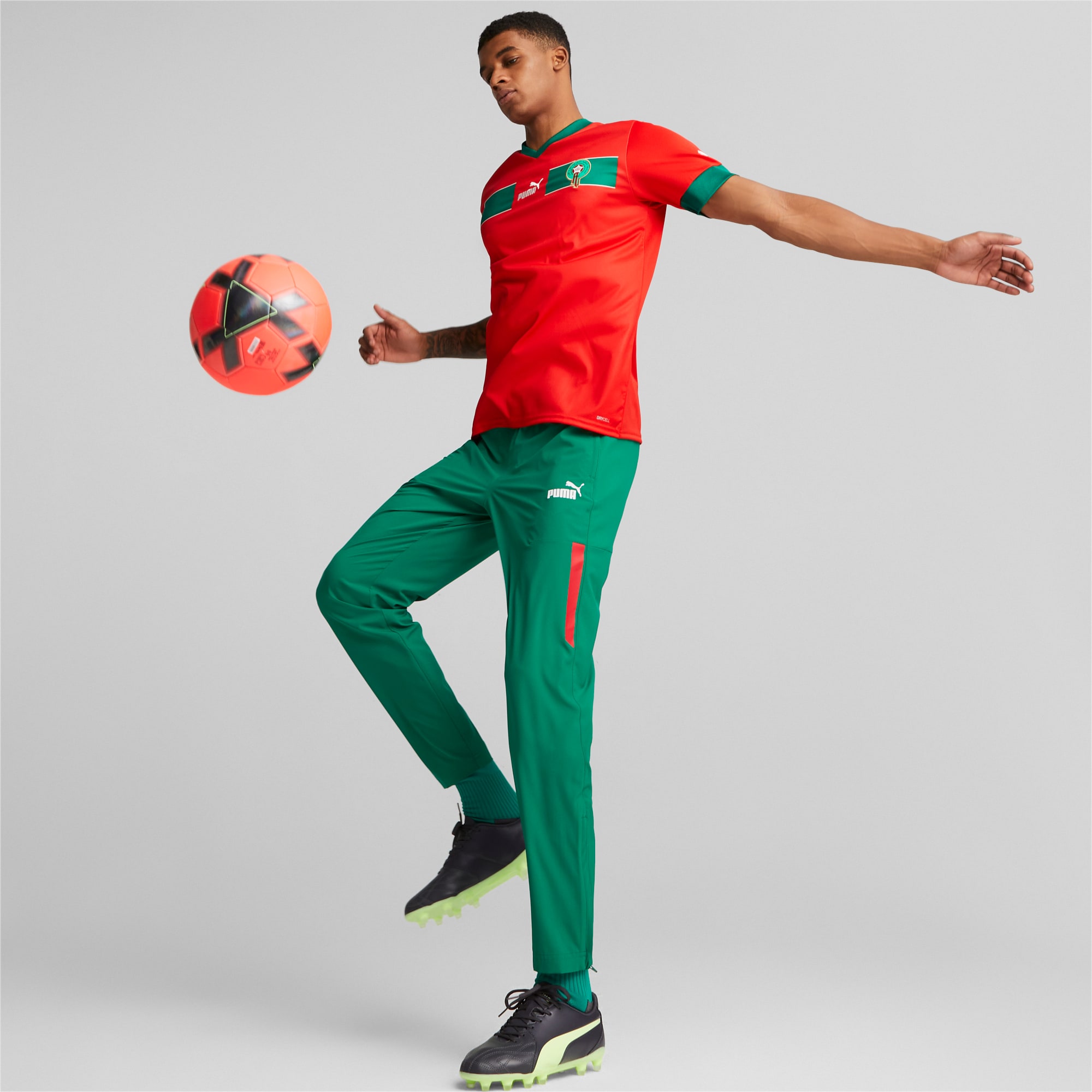 PUMA Morocco Home 22/23 Replica Jersey Men, Red/Power Green, Size XS, Clothing