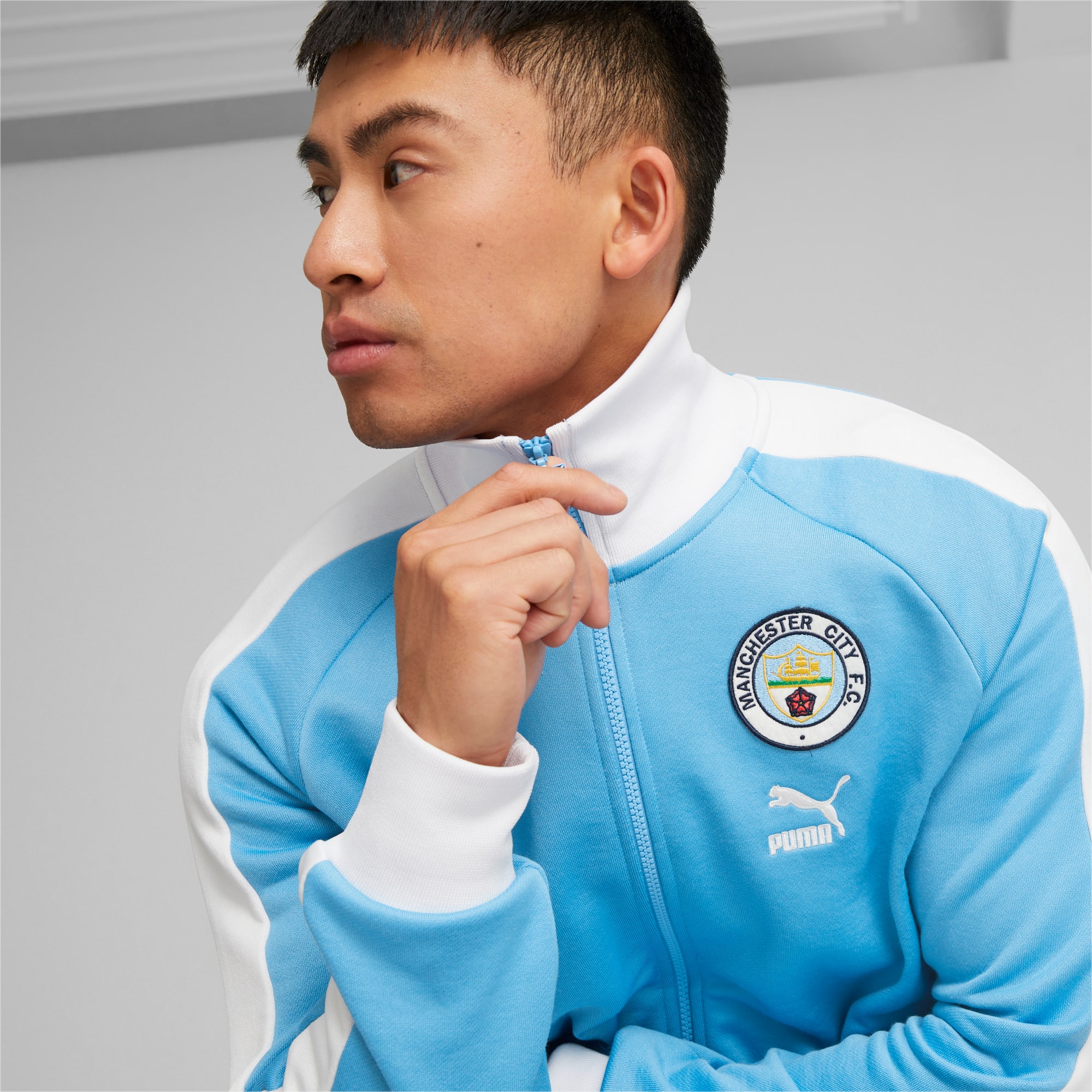 PUMA Manchester City F.C. Ftblheritage T7 Track Jacket Men, Light Blue/White, Size XXS, Clothing
