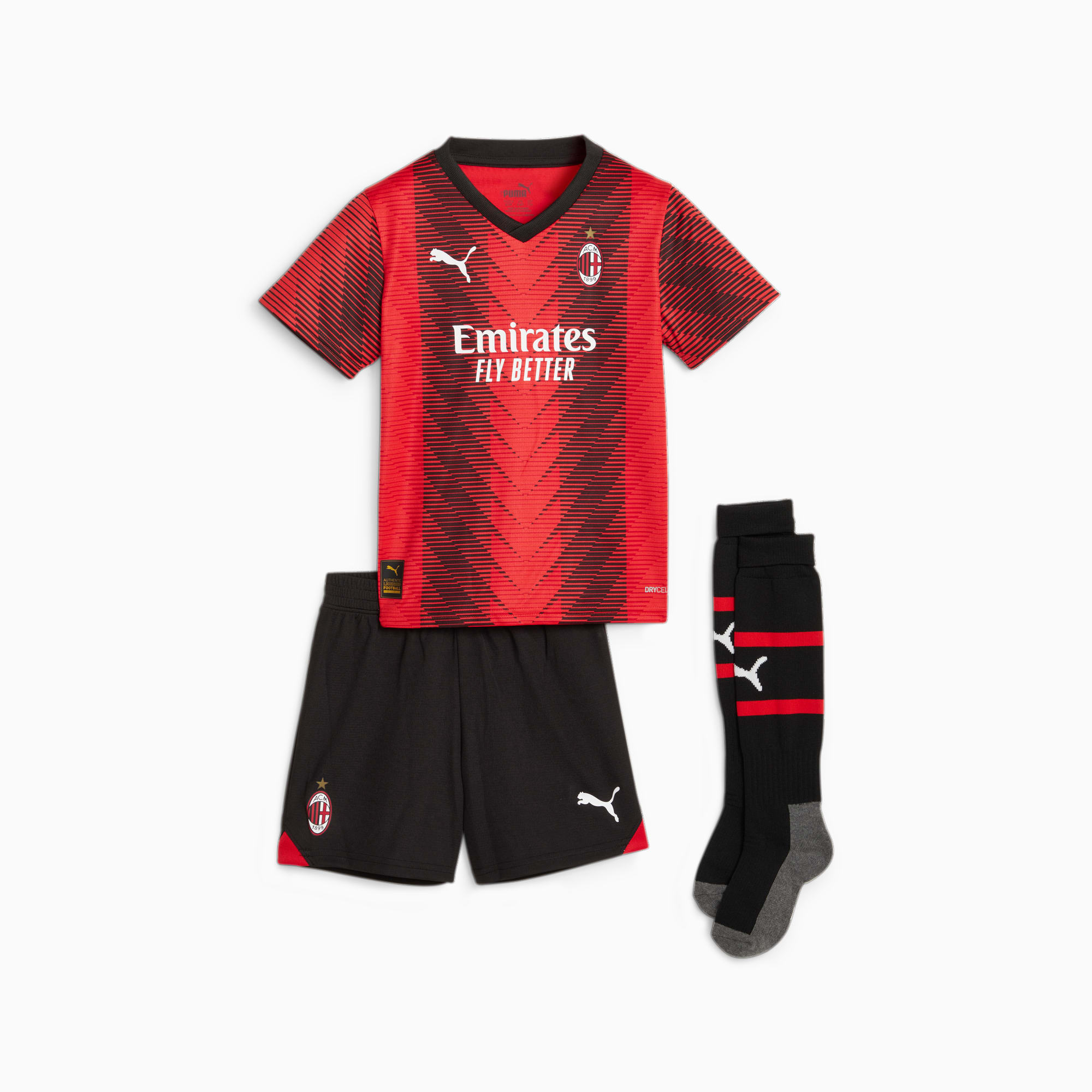 PUMA A.C. Milan 23/24 Home Mini Kit, For All Time Red/Black, Size 104, Clothing