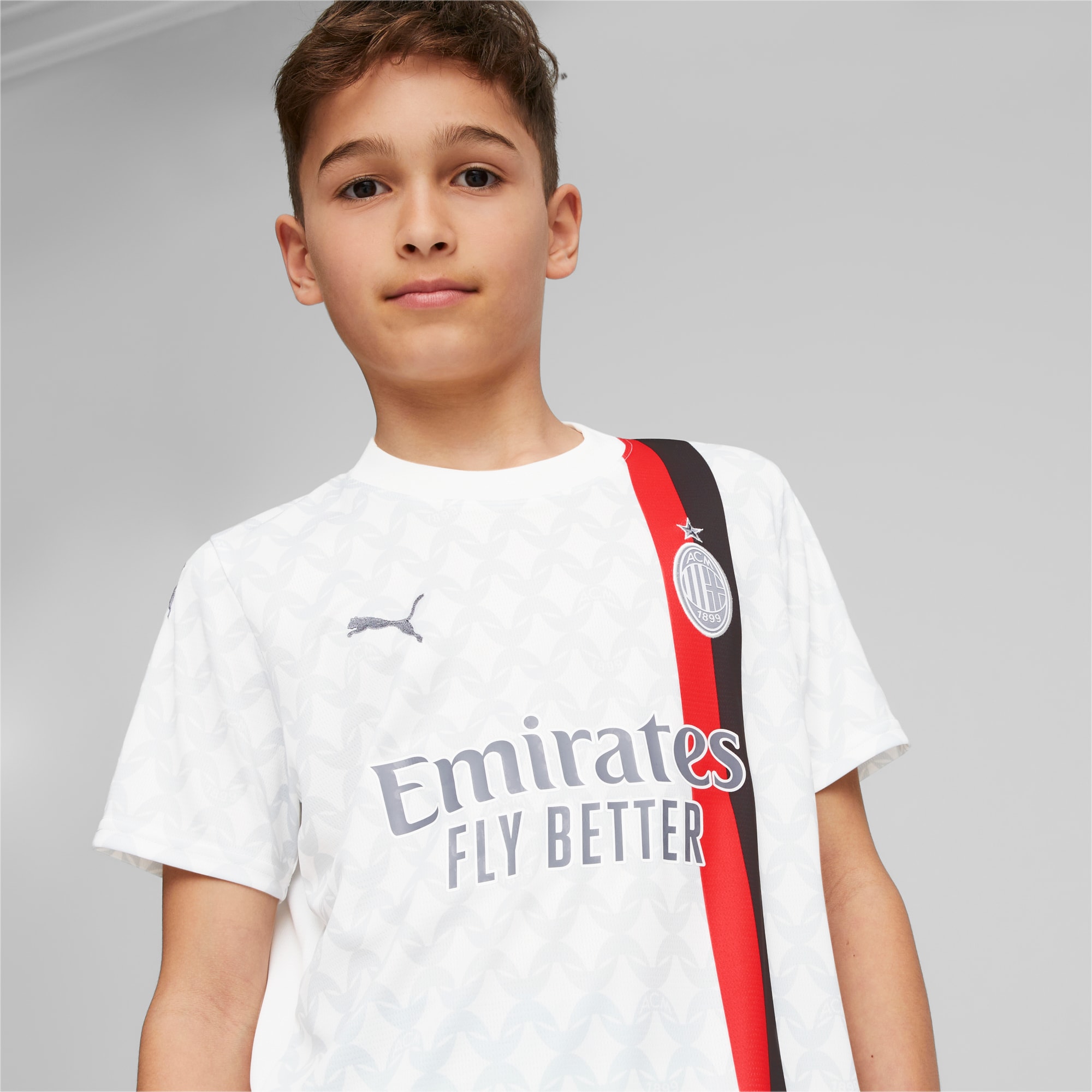 PUMA AC Milan 23/24 Away Jersey Youth, White/Feather Grey, Size 5-6Y, Clothing