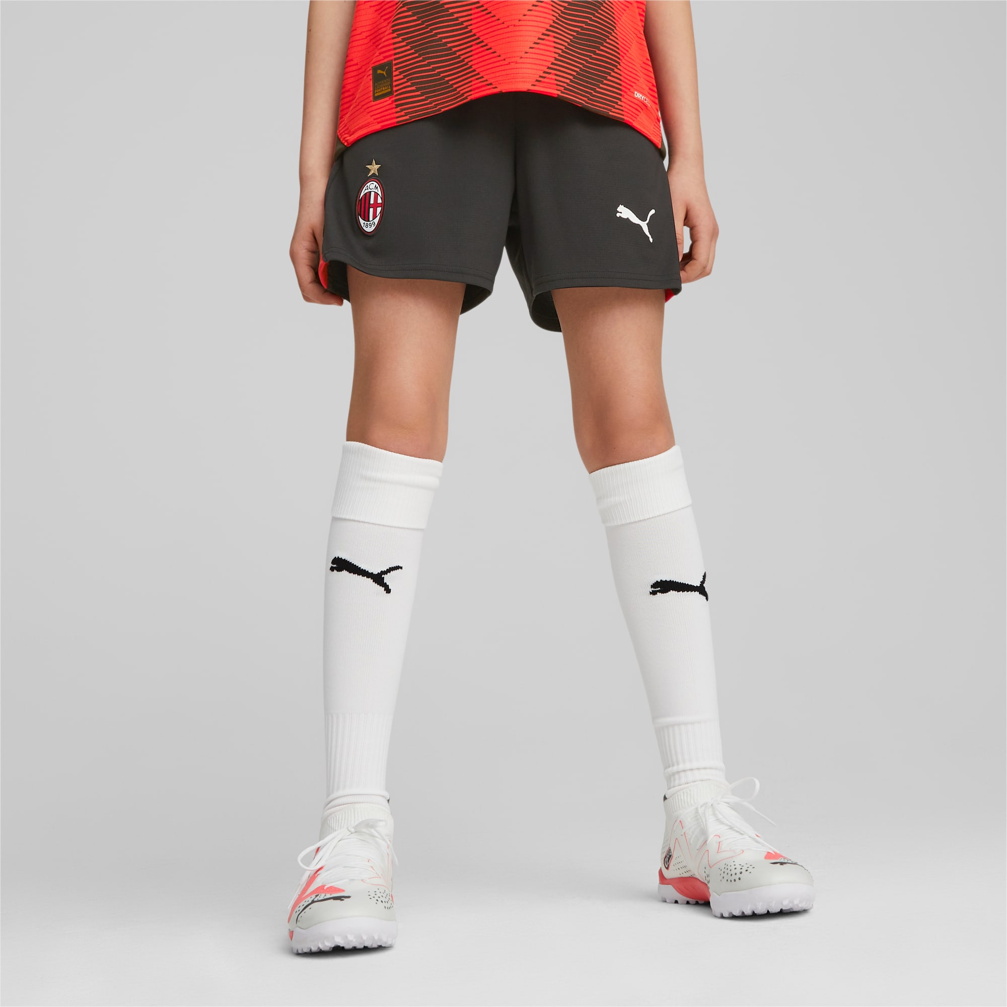 PUMA AC Milan Youth Football Shorts, Black/For All Time Red