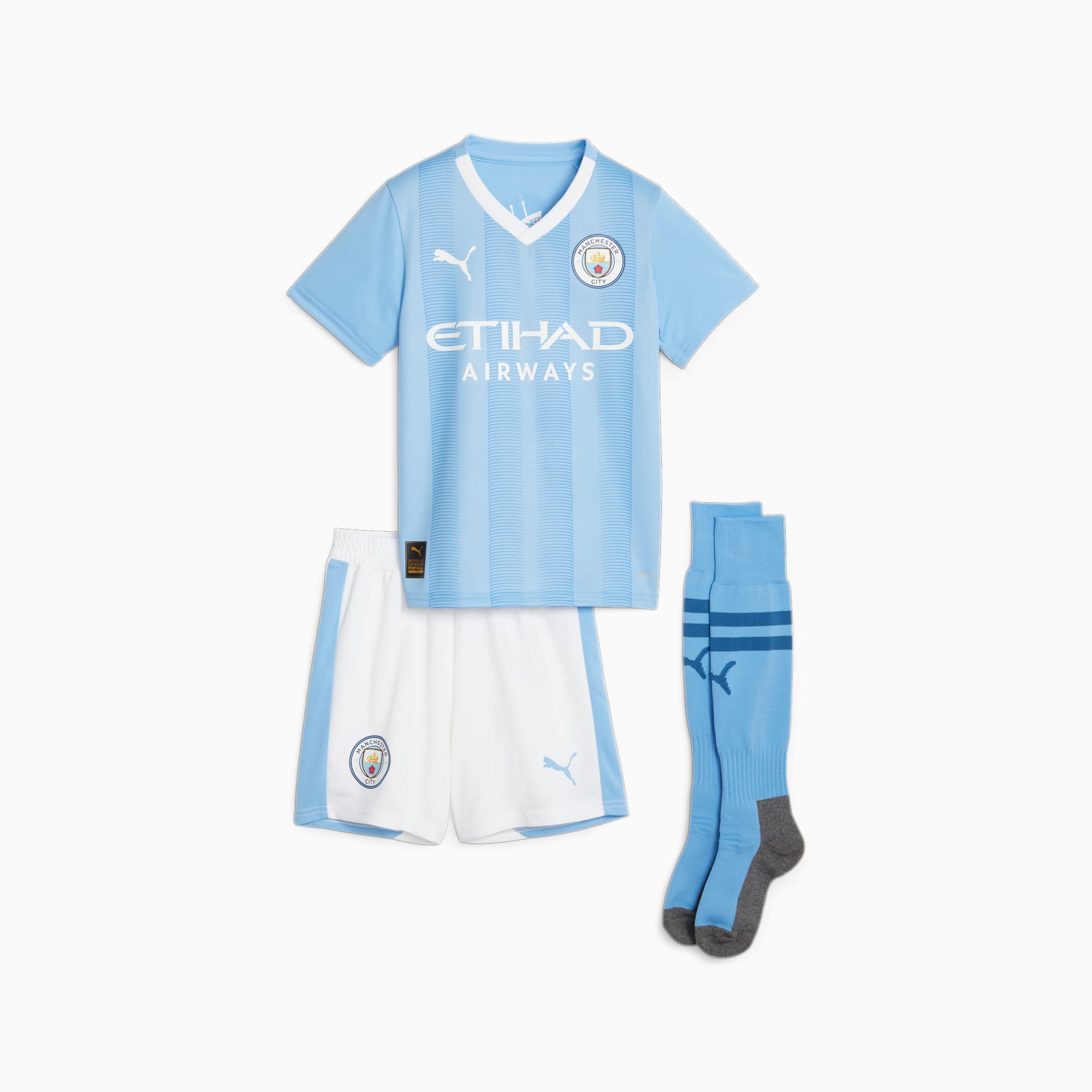 PUMA Manchester City F.C. Home Mini Kit Kinder, Blau/Weiß, Größe: 104, Kleidung