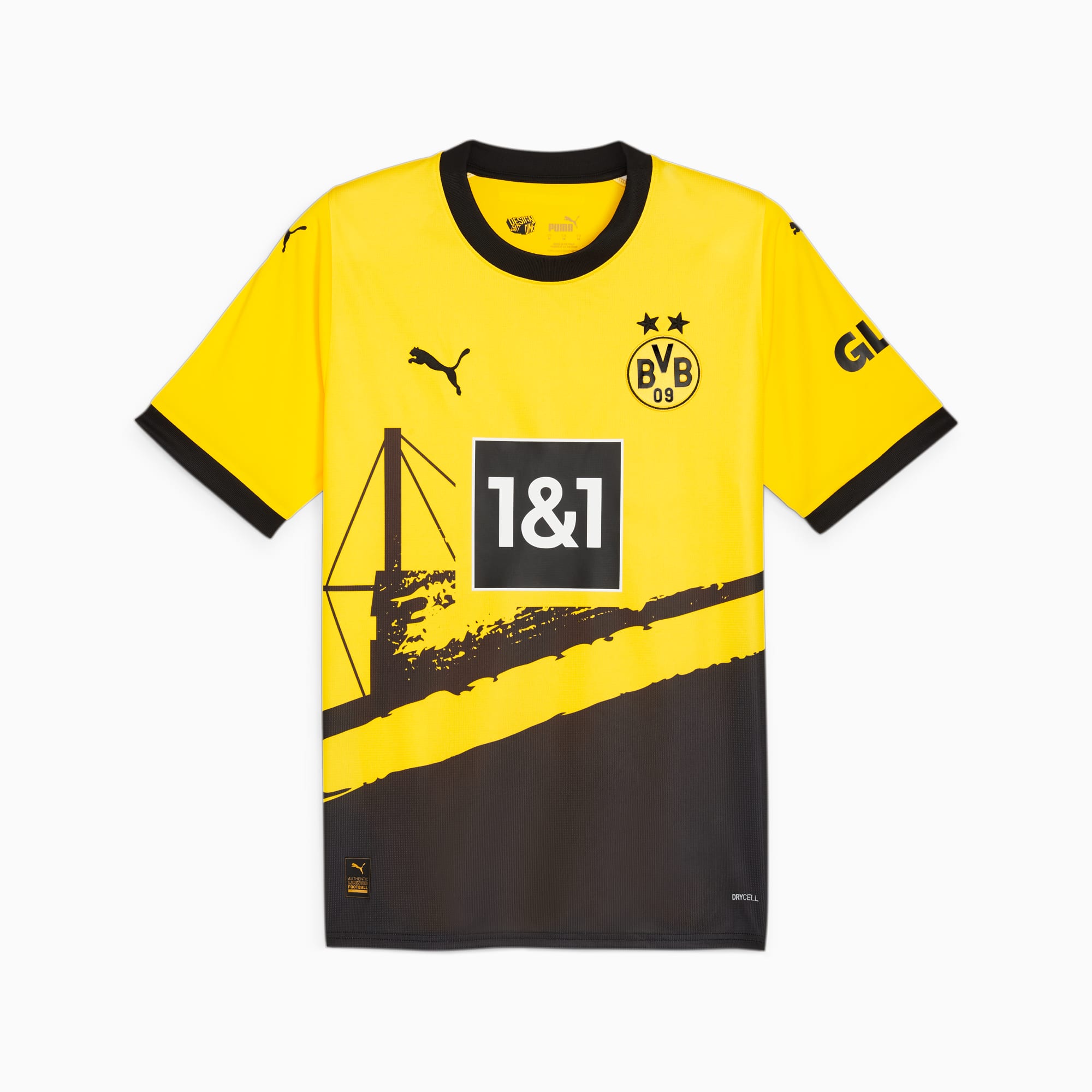 Men's PUMA Borussia Dortmund 23/24 Home Jersey, Cyber Yellow/Black, Size XS, Clothing