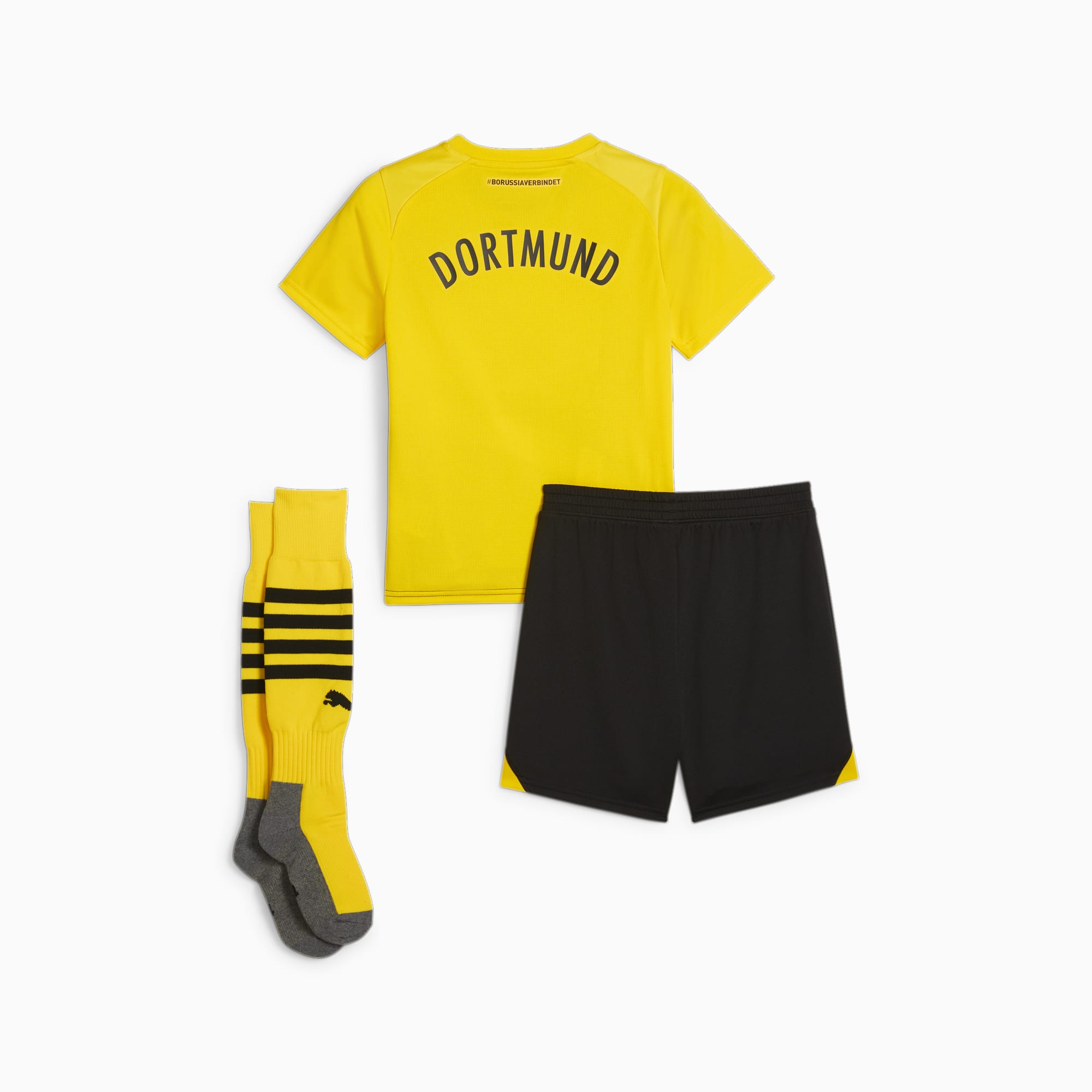 PUMA Borussia Dortmund 23/24 Home Minikit, Cyber Yellow/Black, Size 92, Clothing