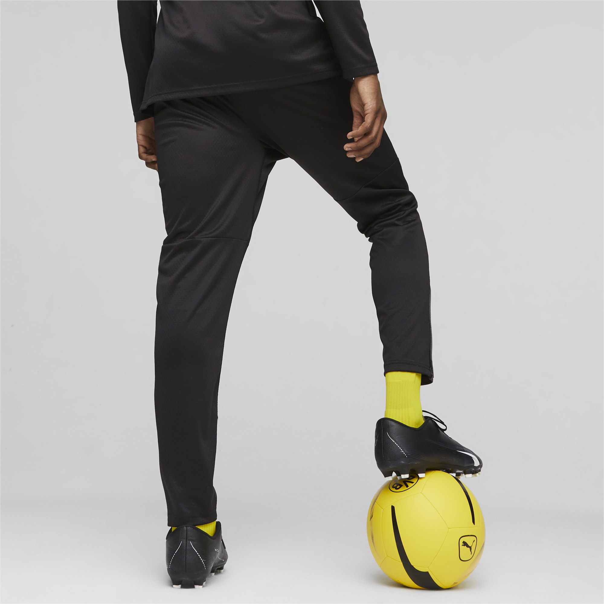 Men's PUMA Borussia Dortmund Football Training Pants, Black/Silver, Size L, Clothing
