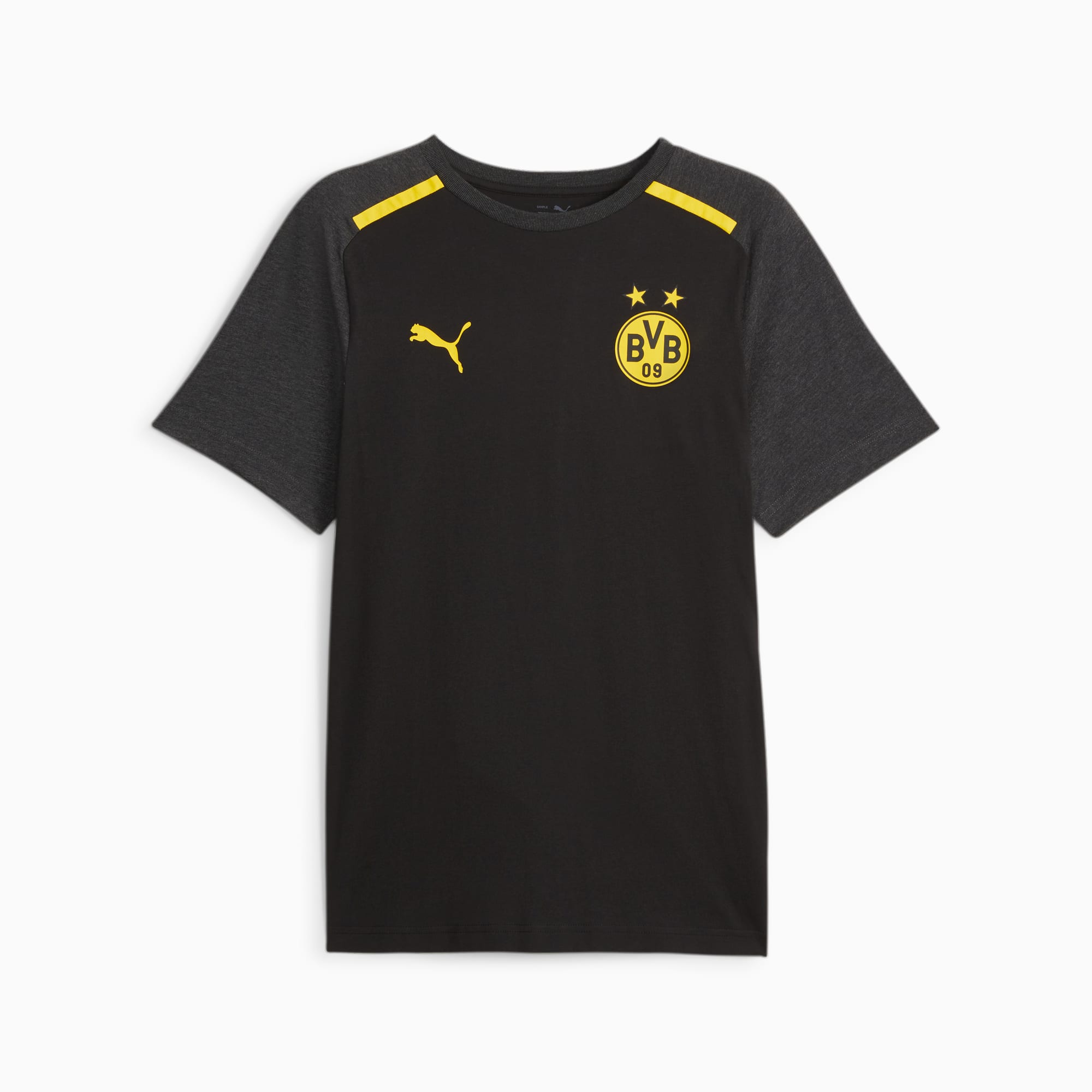 Men's PUMA Borussia Dortmund Football Casuals T-Shirt, Black/Cyber Yellow, Size XL, Clothing