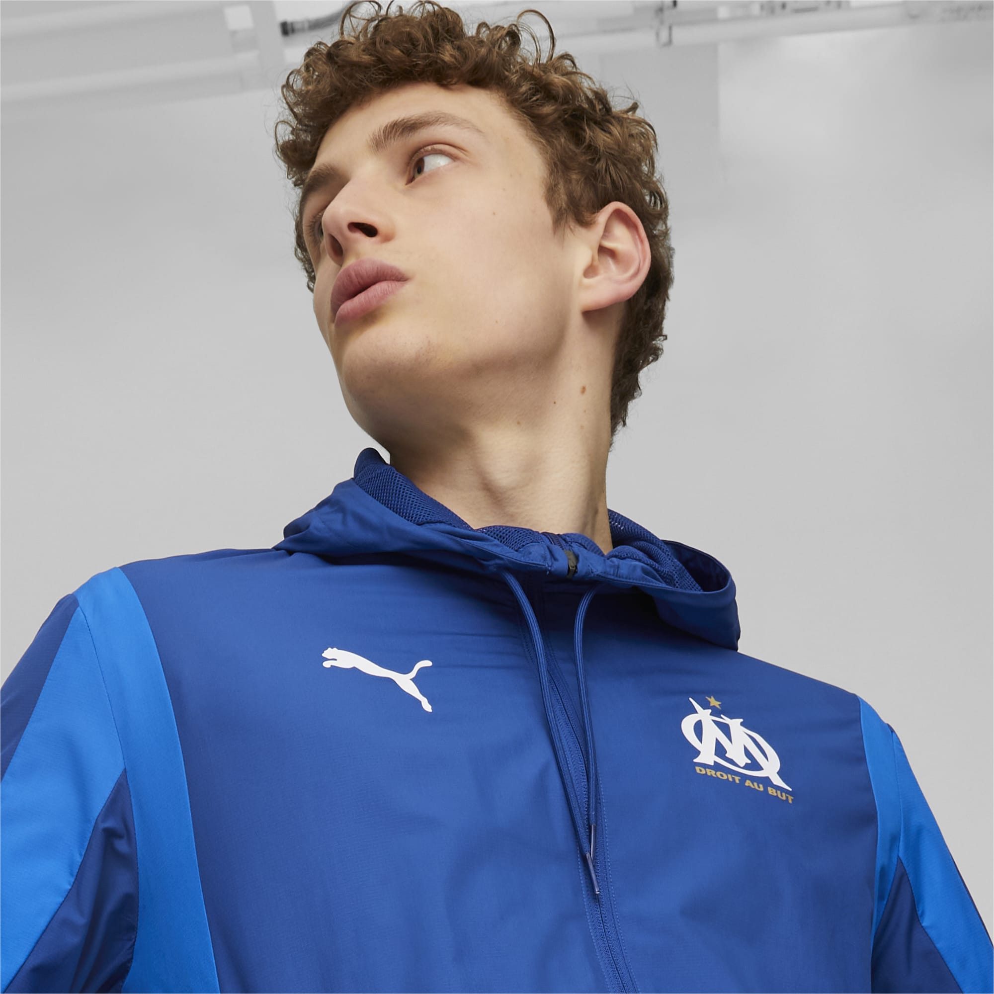 Men's PUMA Olympique De Marseille Prematch Football Jacket, Royal Blue, Size XS, Clothing