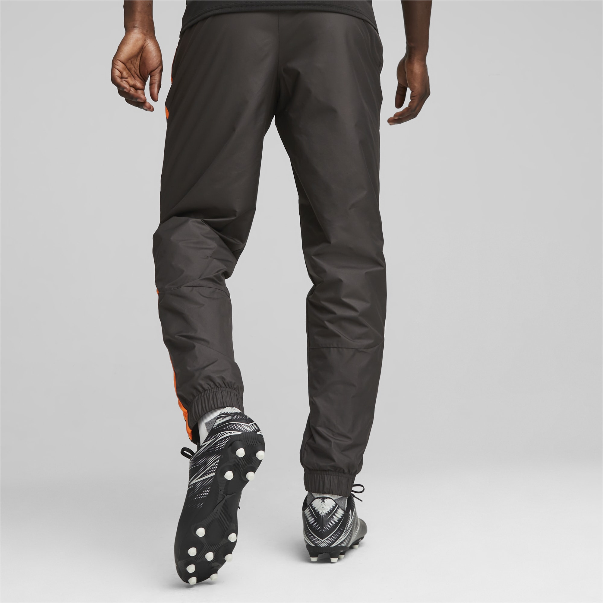 Men's PUMA Olympique De Marseille Prematch Football Pants, Black/Flat Dark Grey, Size XL, Clothing
