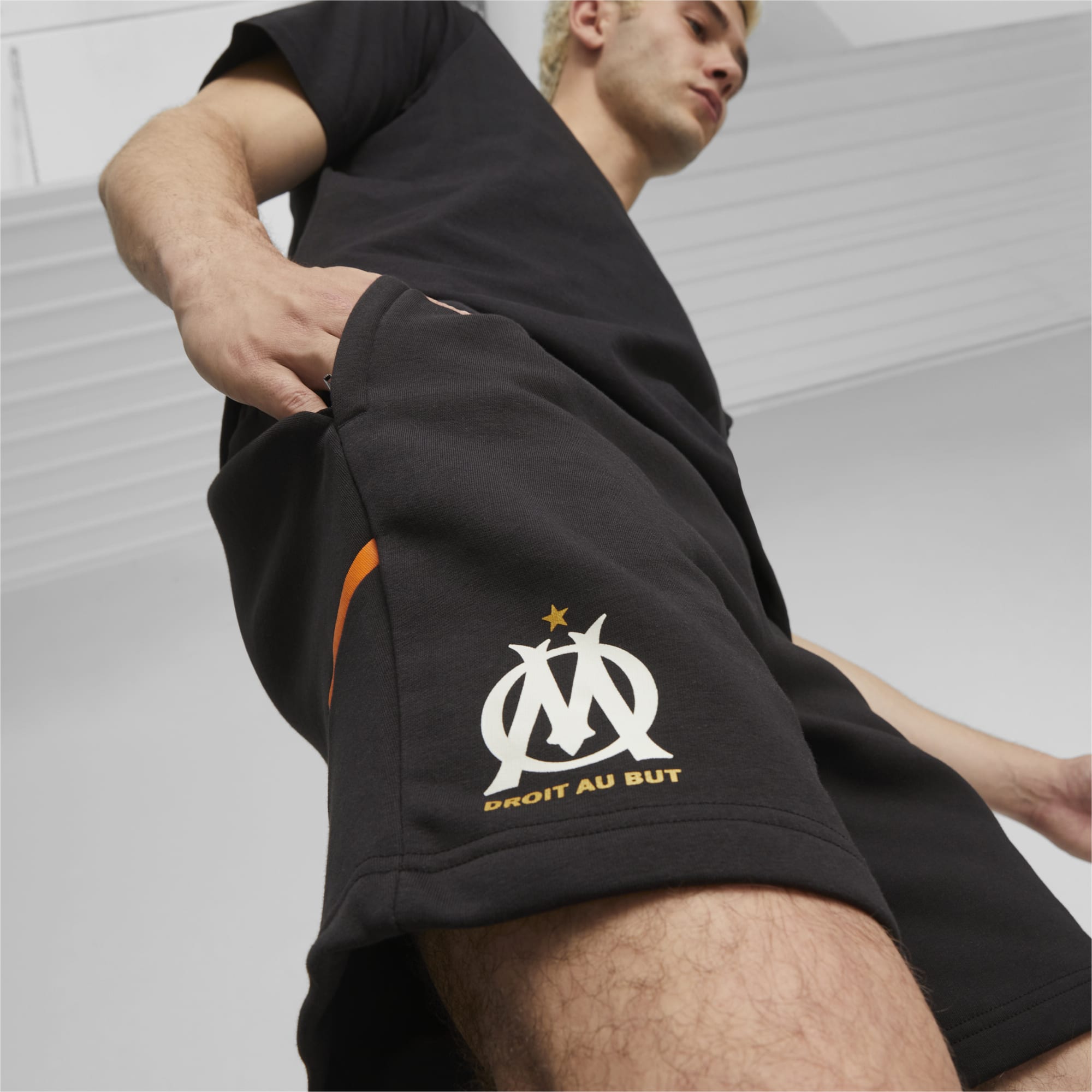 PUMA Short Casuals Olympique De Marseille Pour Homme, Noir/Orange