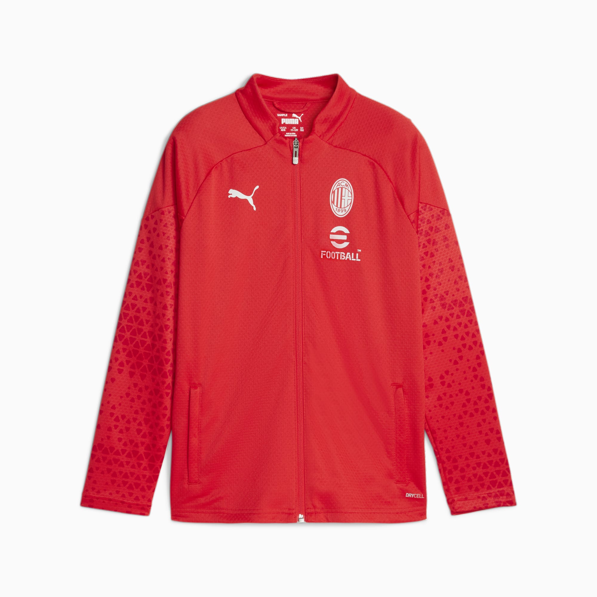 PUMA AC Milan Football Youth Training Jacket, For All Time Red/Feather Grey