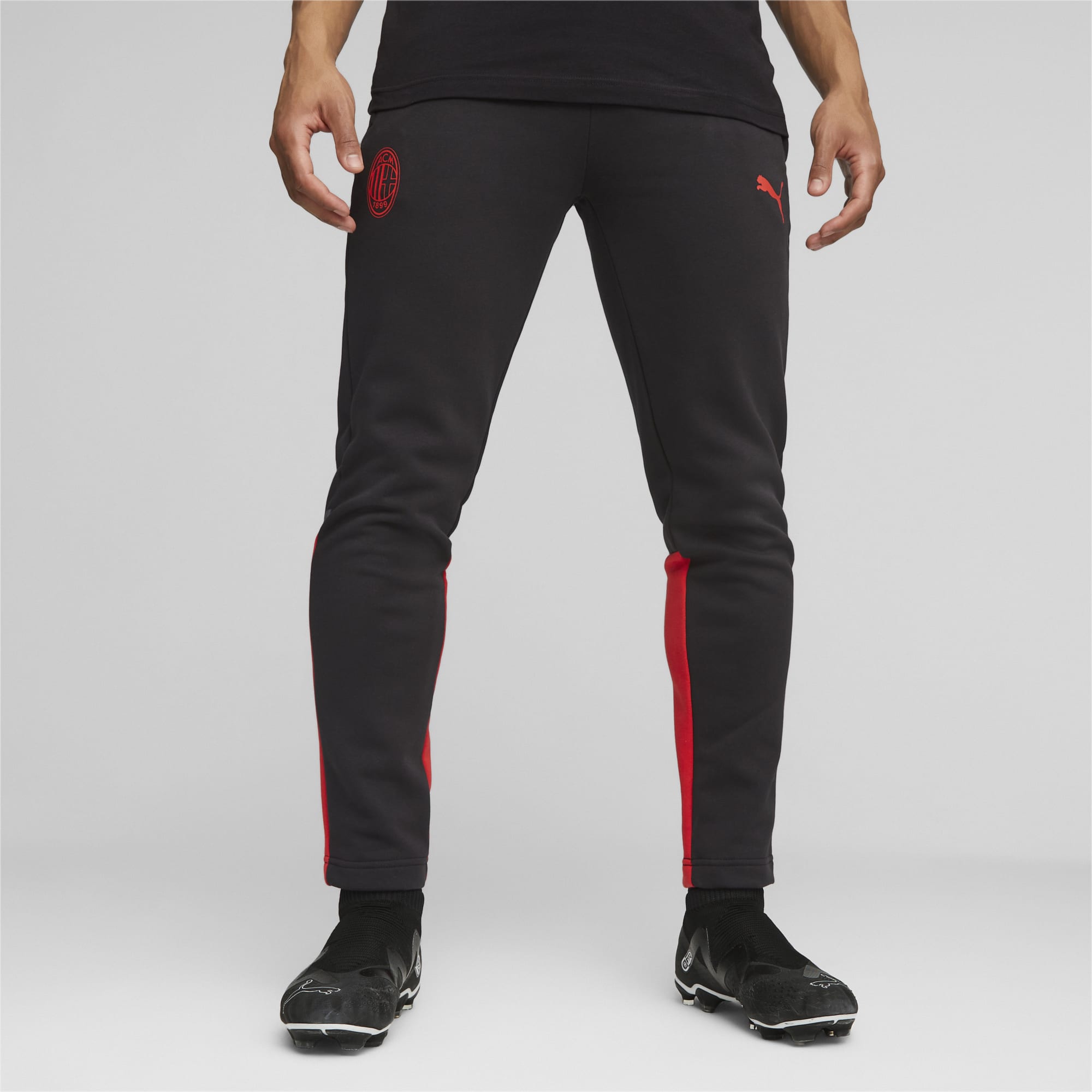 Men's PUMA AC Milan Football Casuals Sweatpants, Black/For All Time Red