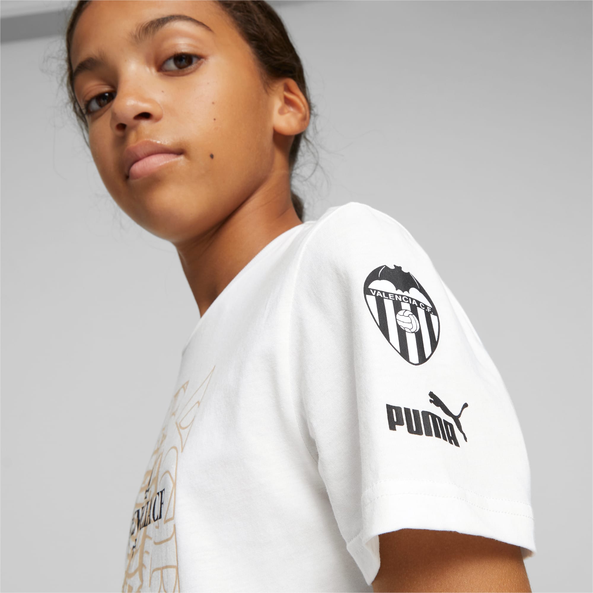 PUMA Valencia Cf Ftblcore Youth T-Shirt, White, Size 116, Clothing
