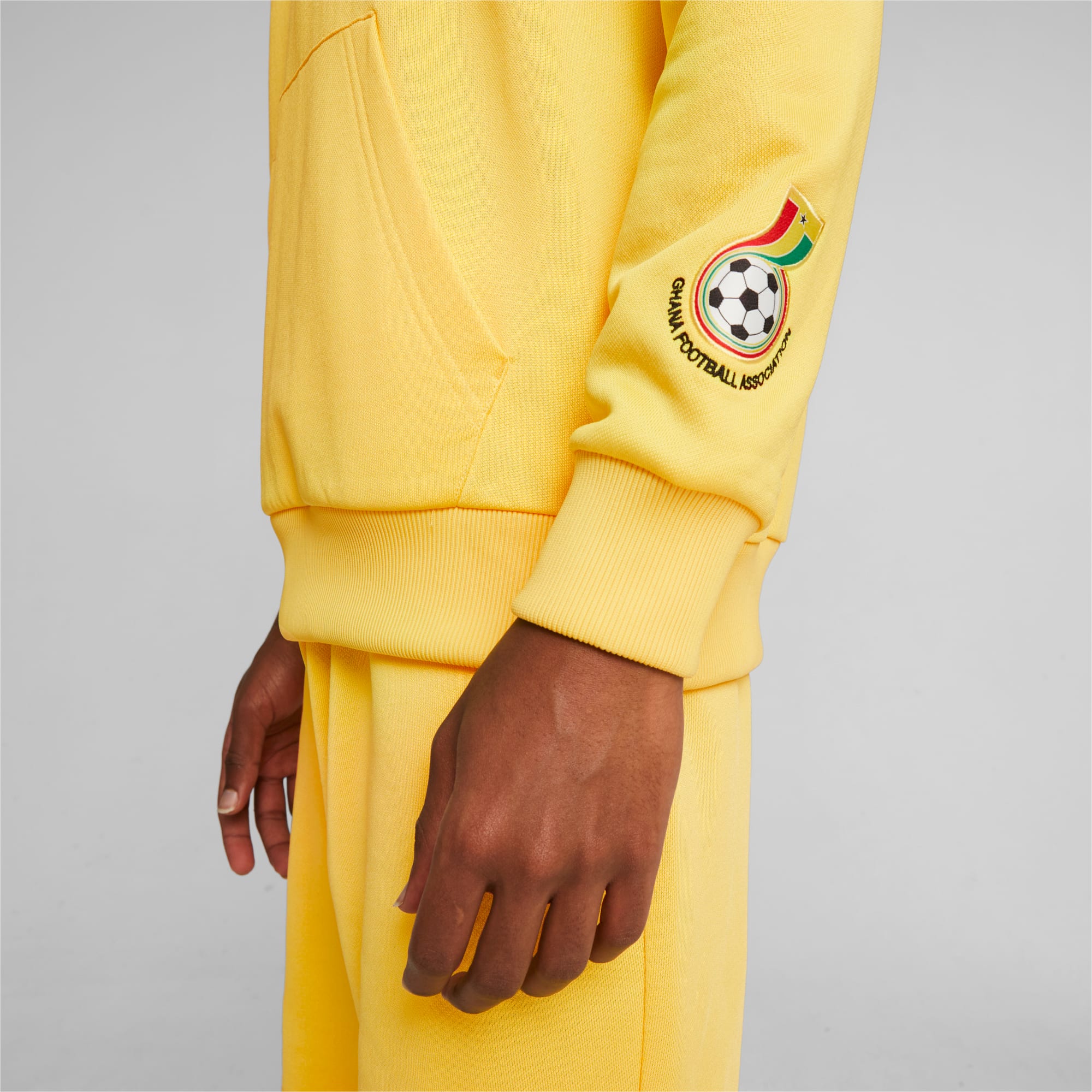 Men's PUMA Ghana Ftblculture Hoodie, Pelé Yellow, Size XS, Clothing