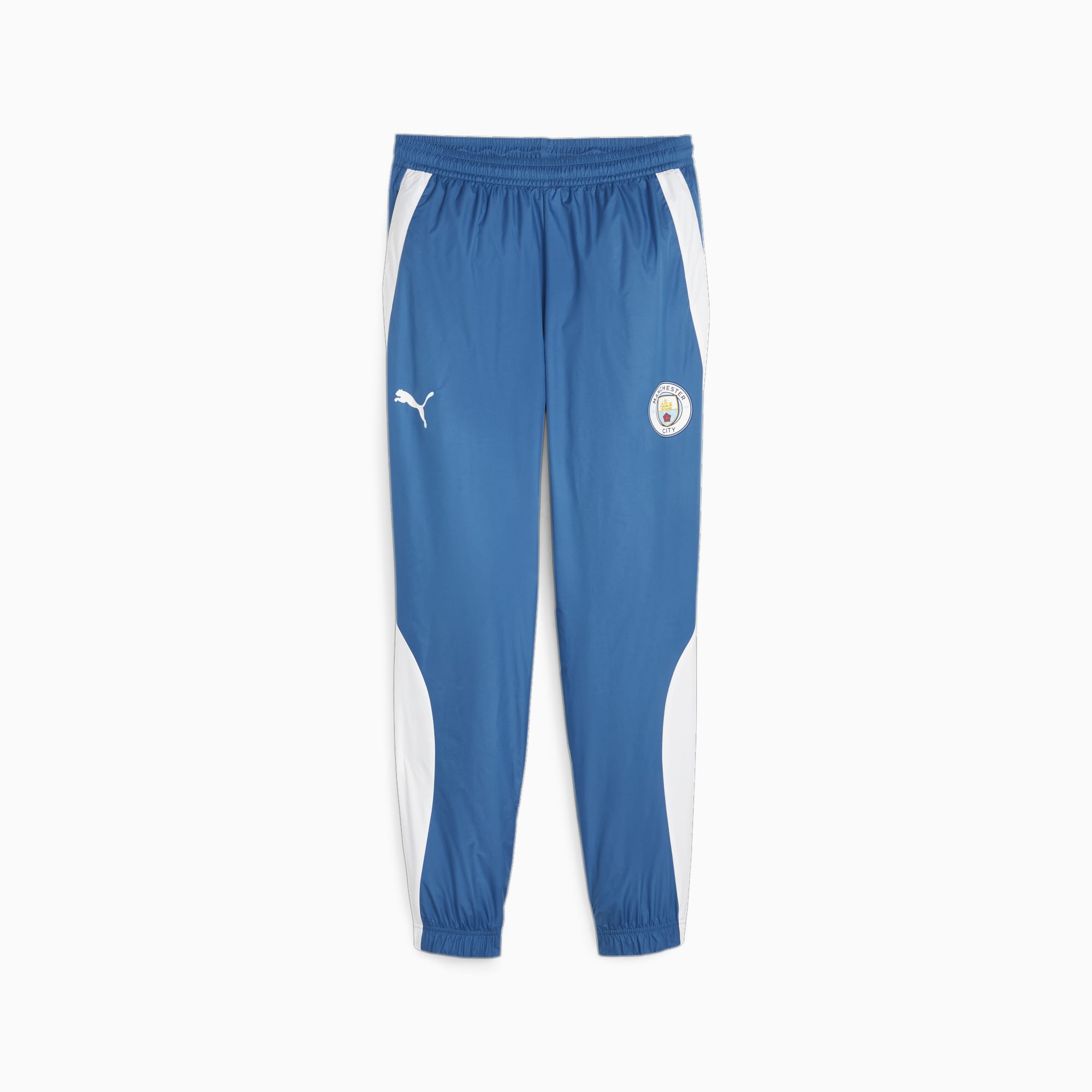 PUMA Manchester City F.C. Prematch Woven Pants Men, Lake Blue/White, Size L, Clothing