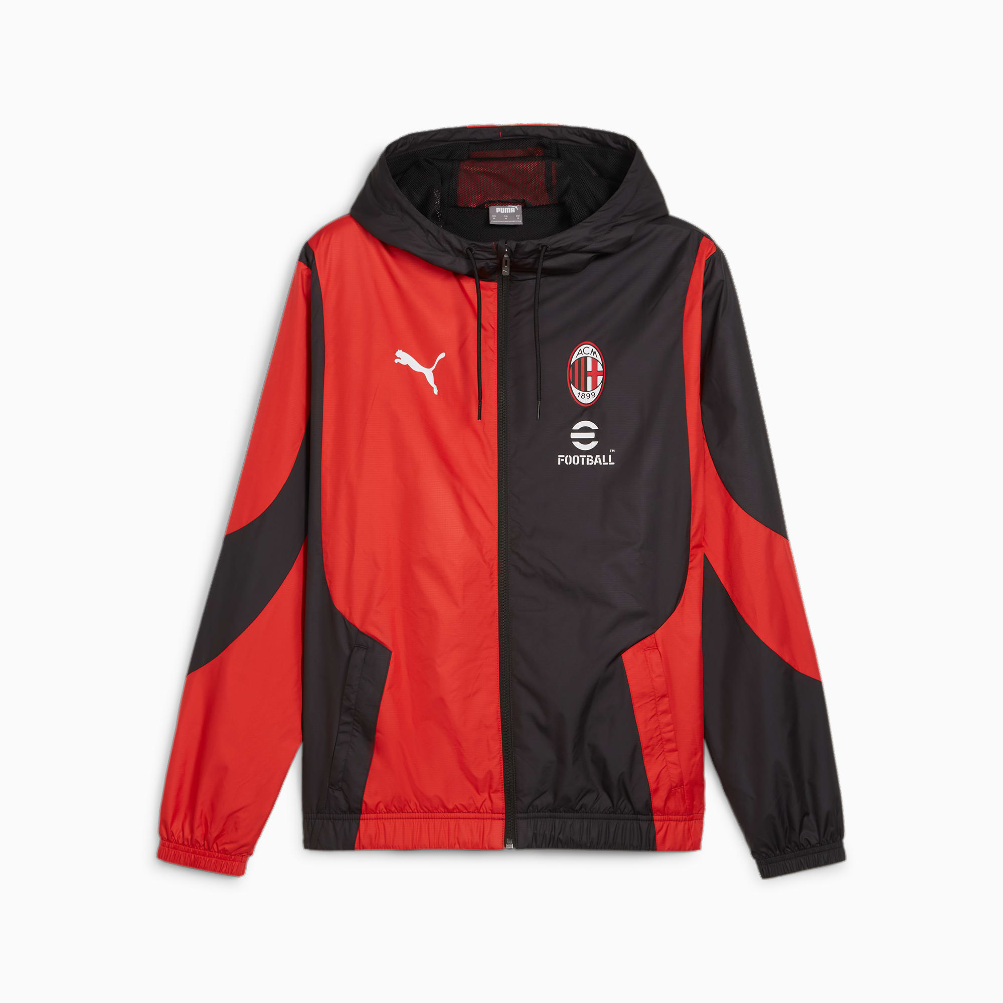 Men's PUMA AC Milan Pre-Match Jacket, Black/For All Time Red, Size XL, Clothing