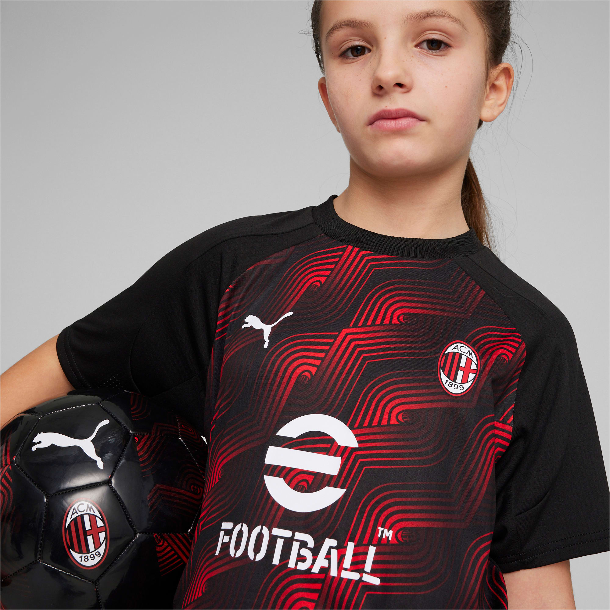 PUMA AC Milan Youth Pre-Match Jersey, Black/For All Time Red, Size 152, Clothing
