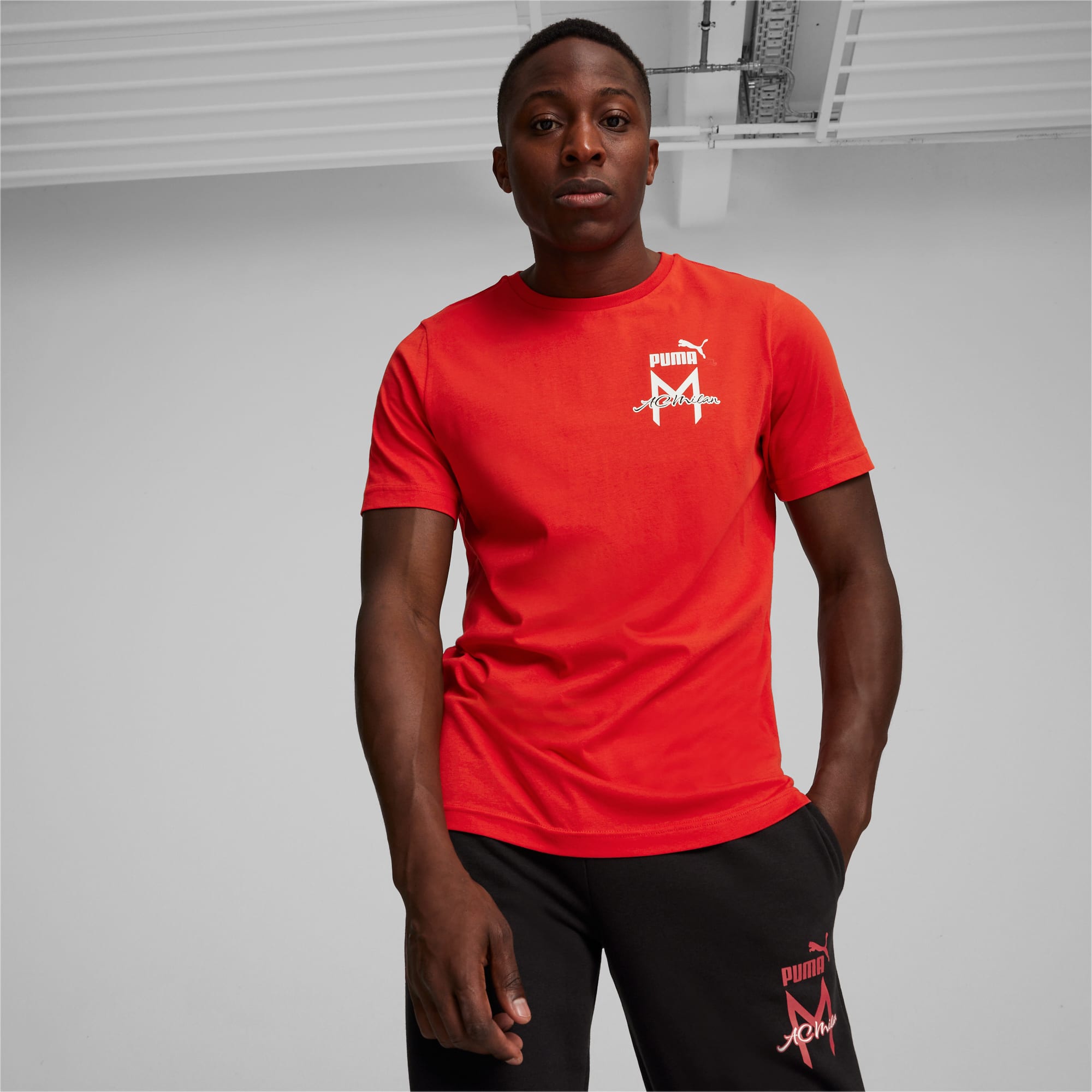 Men's PUMA AC Milan Ftblicons T-Shirt, Red, Size L, Clothing