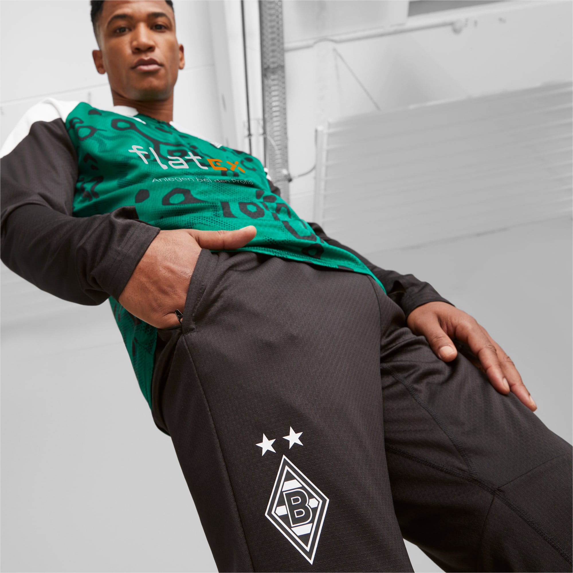 PUMA Pantalon D’entraînement 23/24 Borussia Mönchengladbach Pour Homme, Vert/Noir