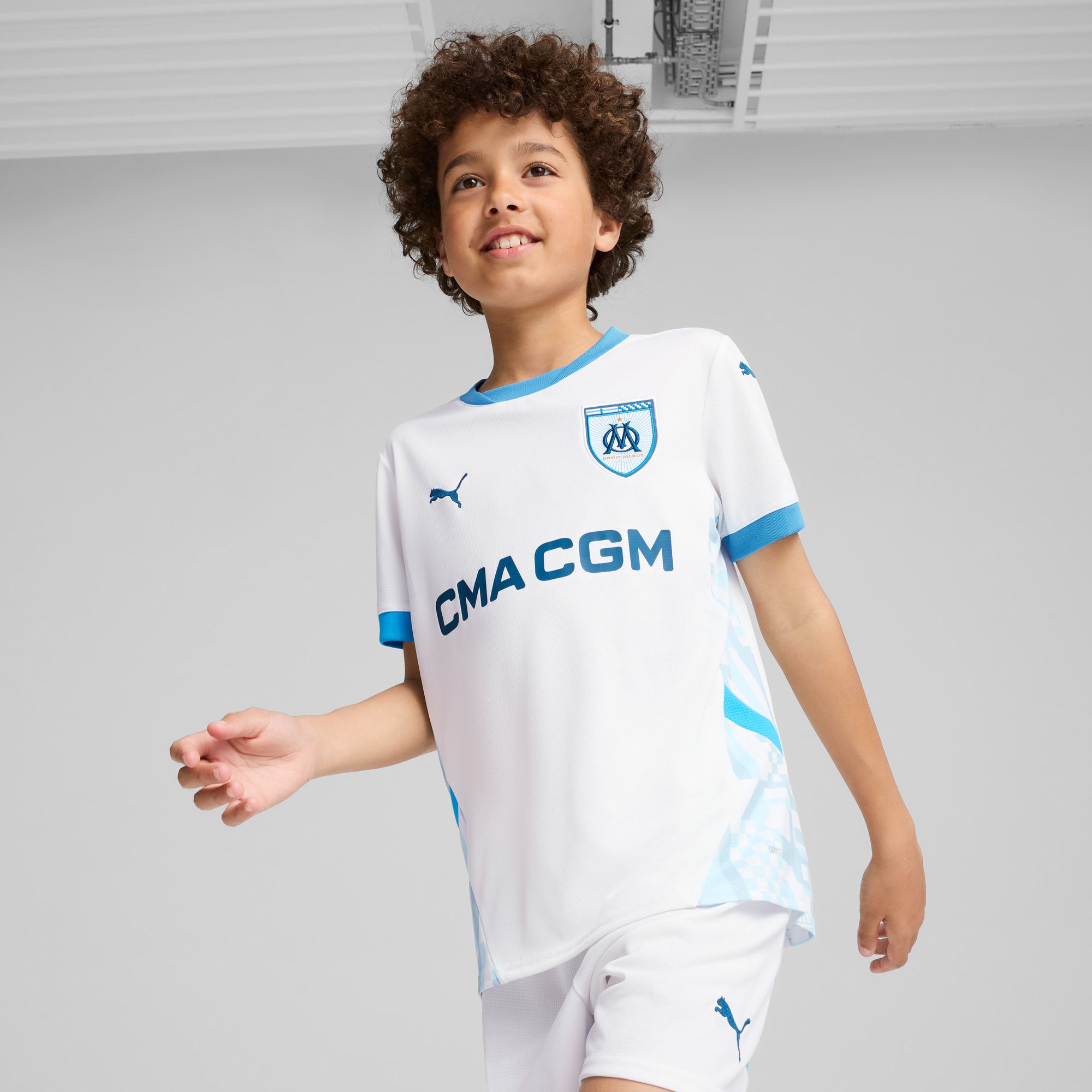 PUMA Olympique de Marseille 24/25 Heimtrikot Teenager, Weiß/Blau, Größe: 116, Kleidung