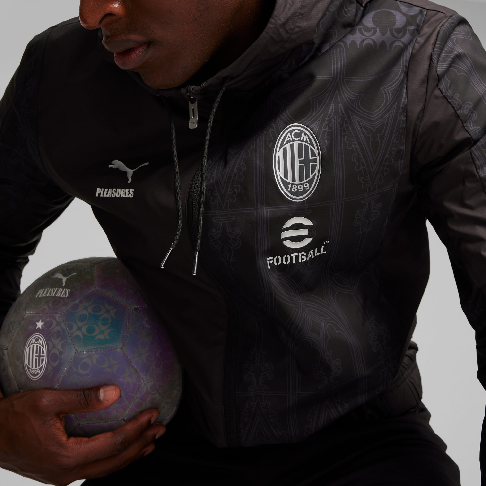 Giacca da calcio pre-partita AC MILAN x PLEASURES da, Nero/Altro
