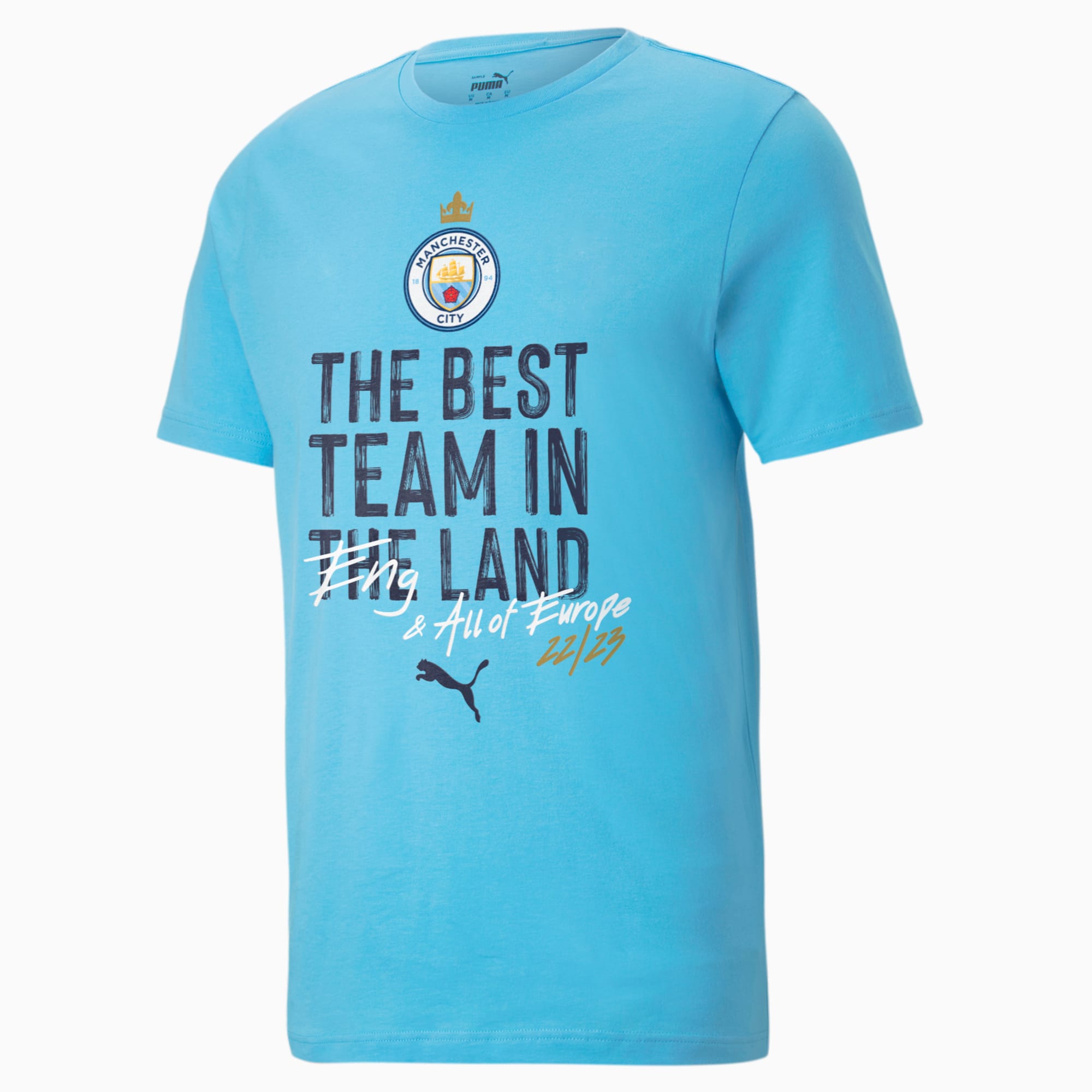 PUMA Camiseta Juvenil Manchester City De Campeones Champions League 22/23, Azul