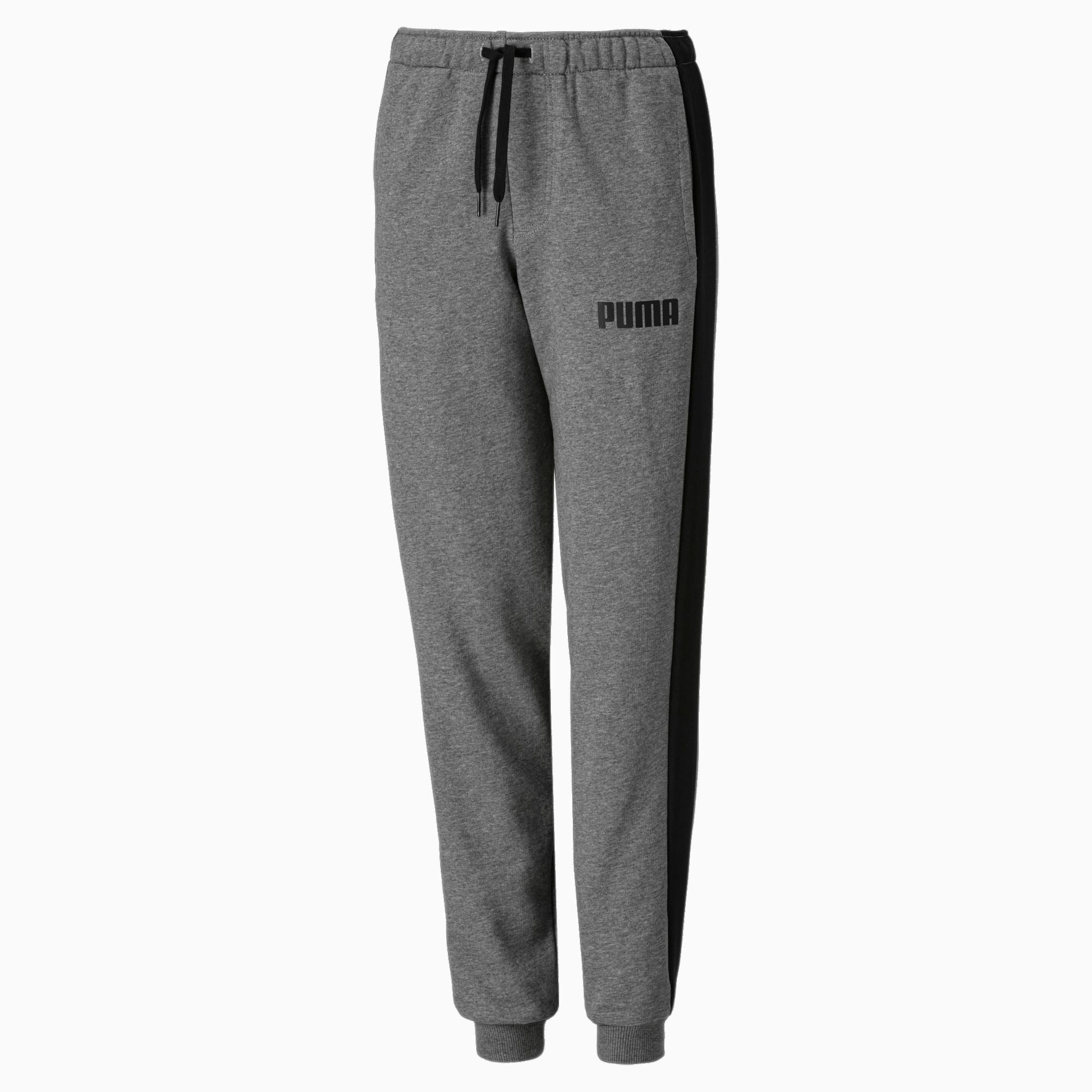 PUMA Pantalon en sweat en maille Contrast pour garçon, Gris/Bruyère, Taille 110, Vêtements