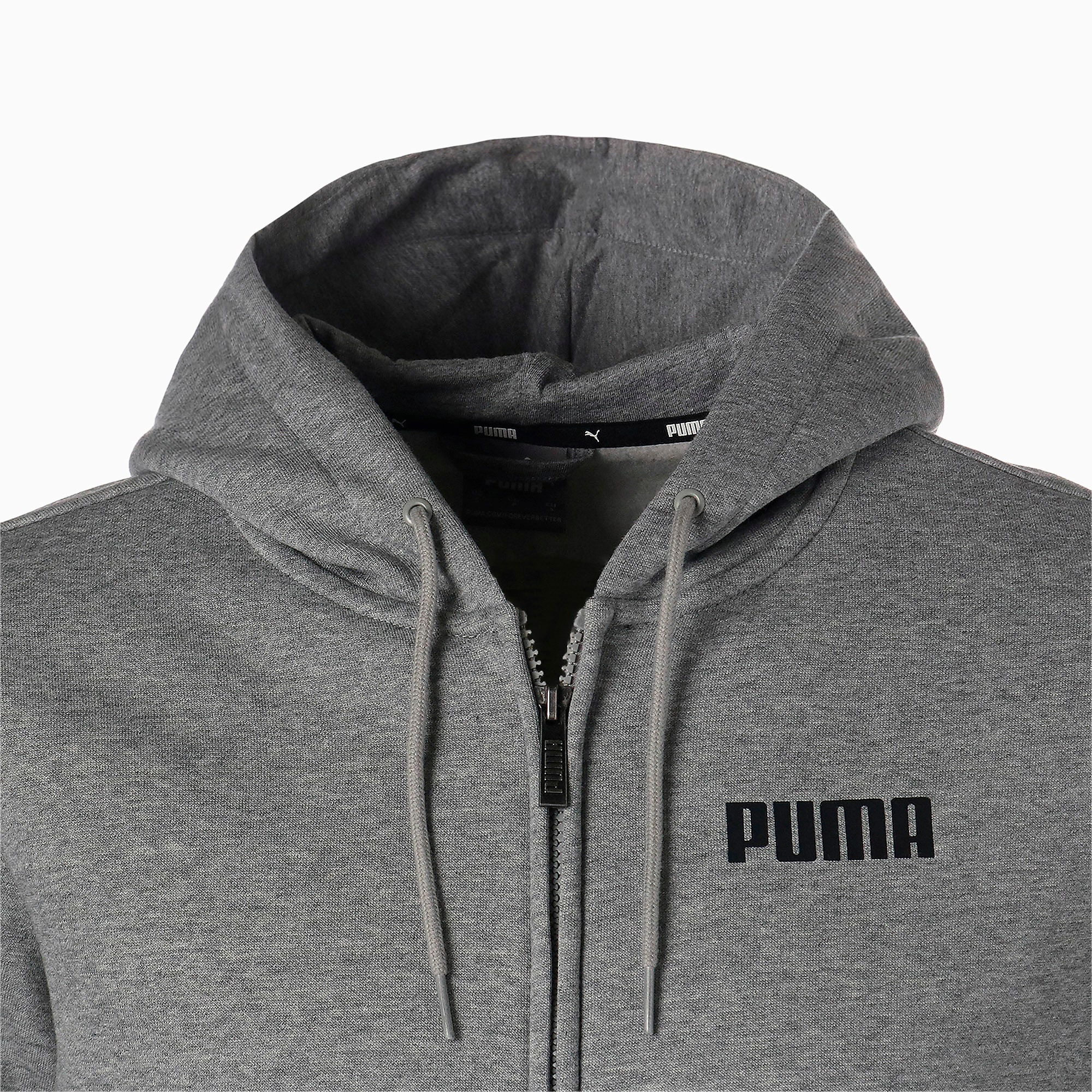 PUMA Essentials Full-Zip Full-Length Hoodie Men, Medium Grey Heather, Size XS, Clothing