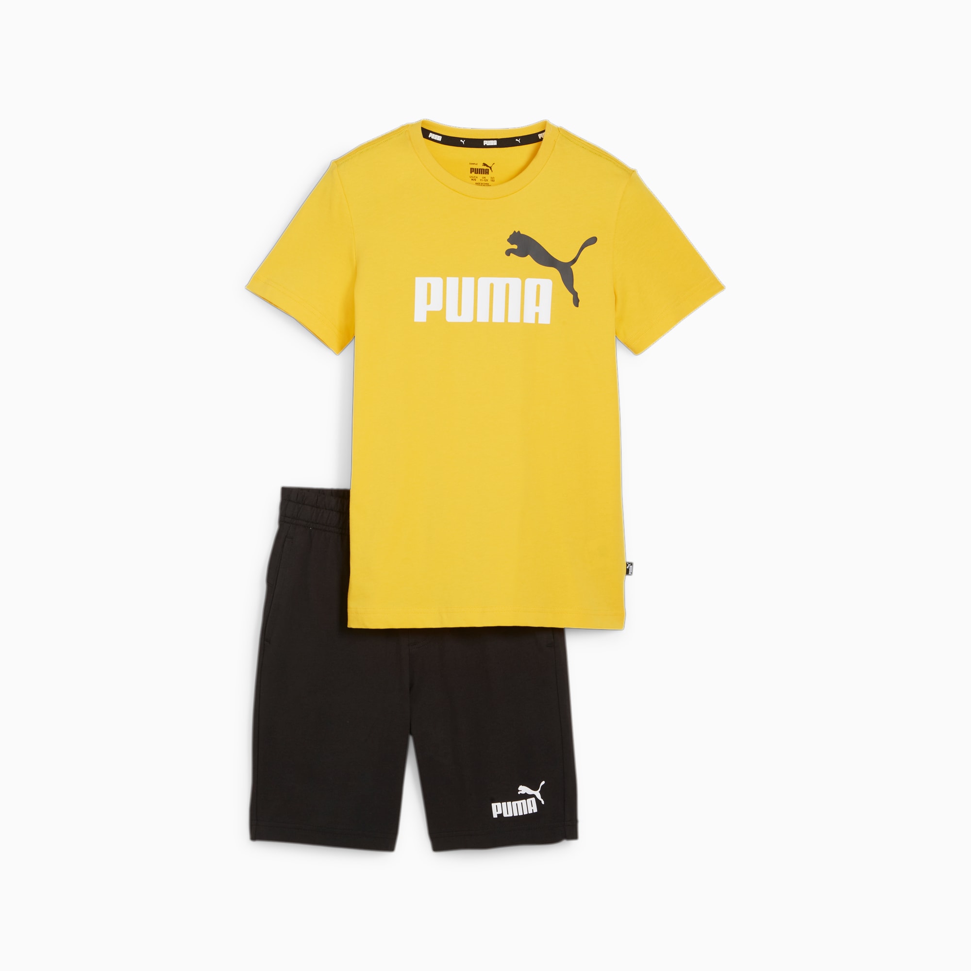 PUMA Conjunto Juvenil De Camiseta Y Shorts, Amarillo