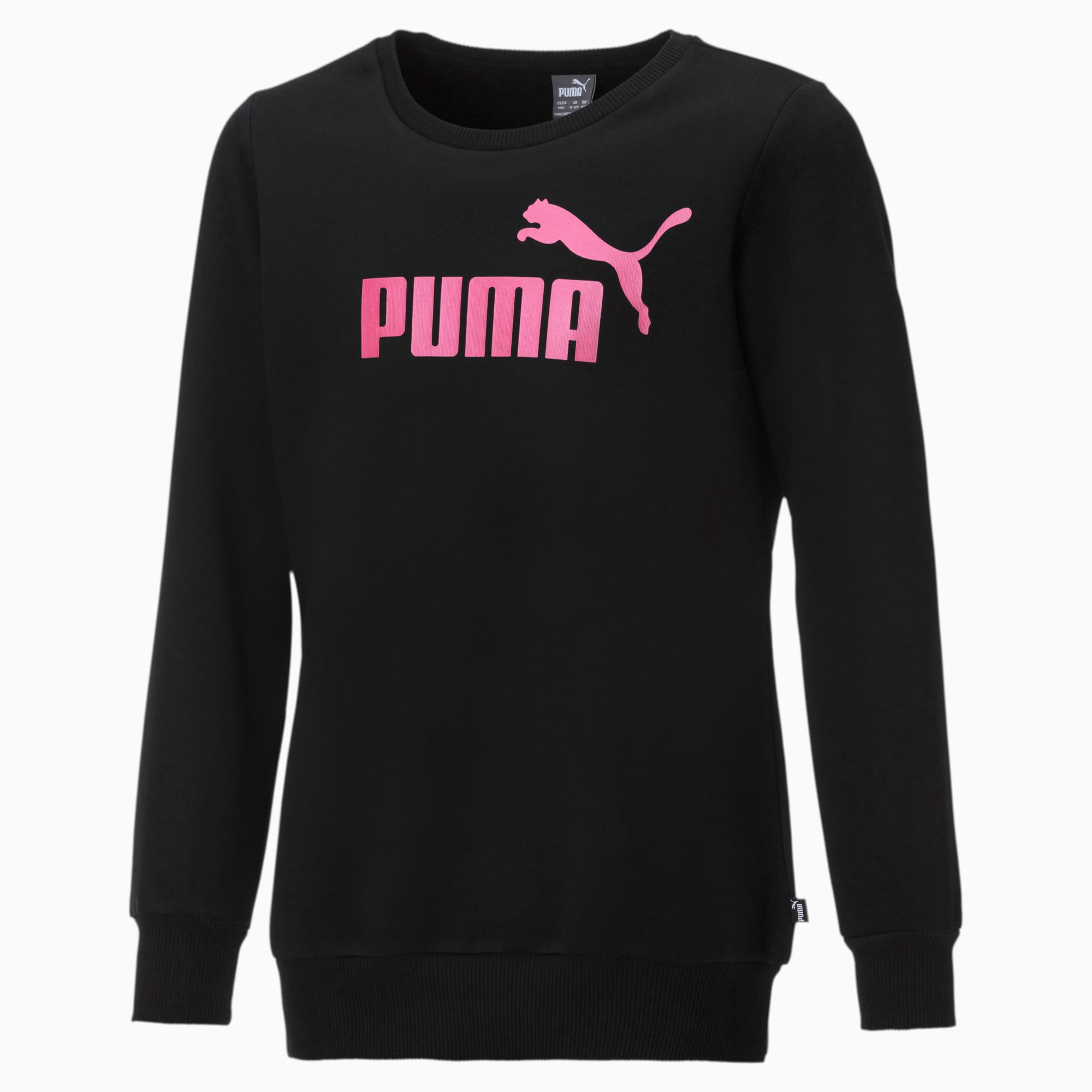 Image of PUMA Mädchen Fleece Sweatshirt mit Rundhals | Mit Aucun | Schwarz/Rosa | Größe: 110