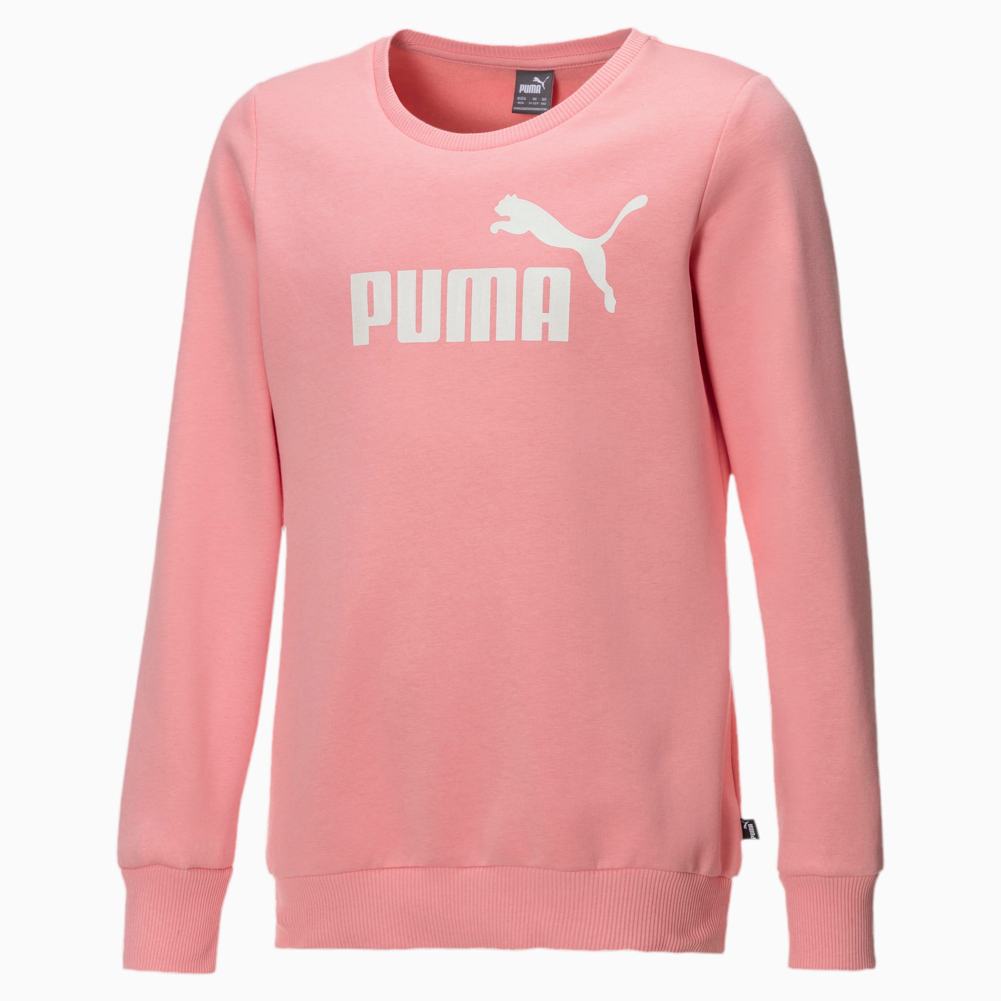 Image of PUMA Mädchen Fleece Sweatshirt mit Rundhals | Mit Aucun | Weiß/Rosa | Größe: 116