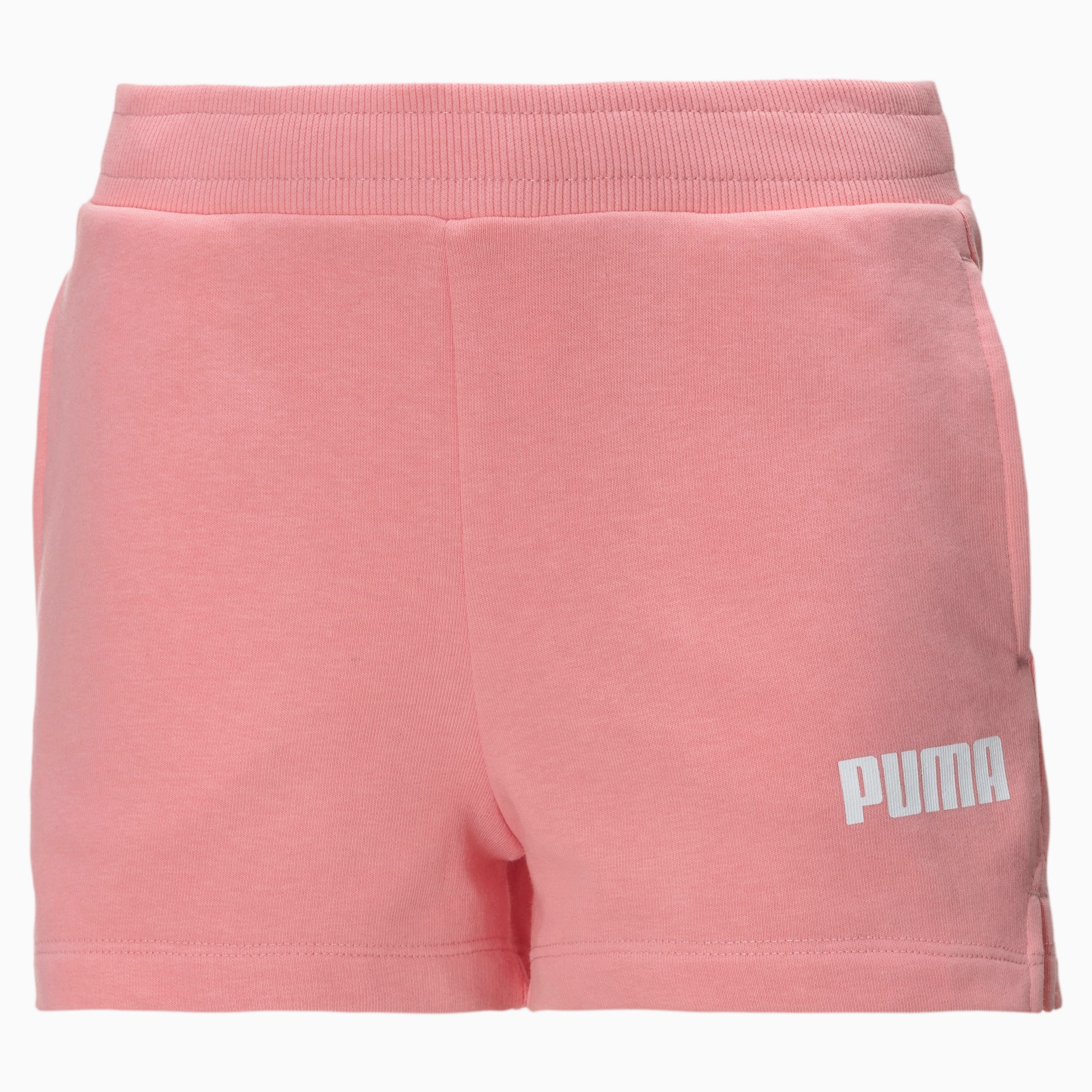 PUMA Short en sweat style éponge pour fille, Blanc/Rose, Taille 104, Vêtements