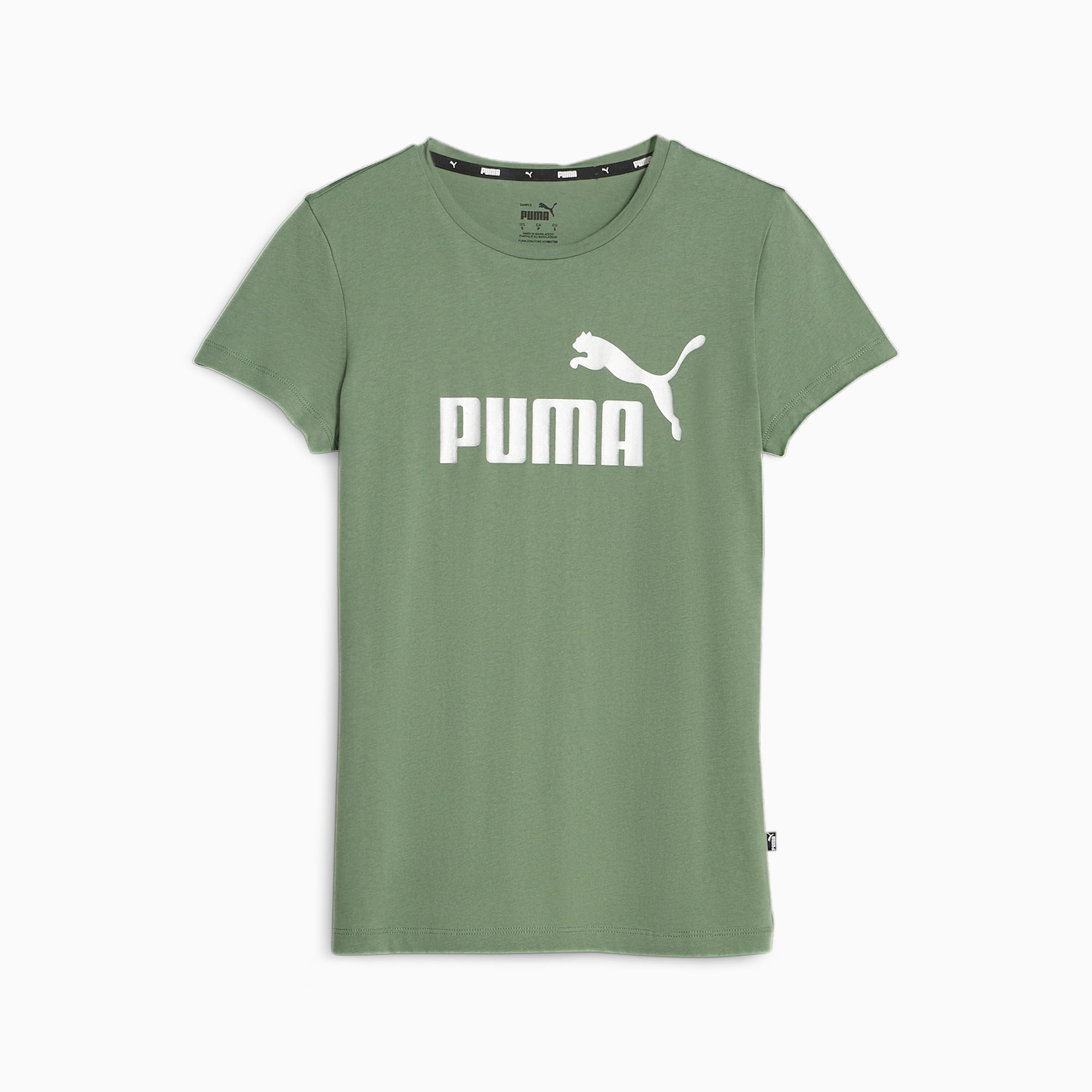 PUMA Essentials+ Metallic Logo T-shirt 'voor Dames, Eucalyptus