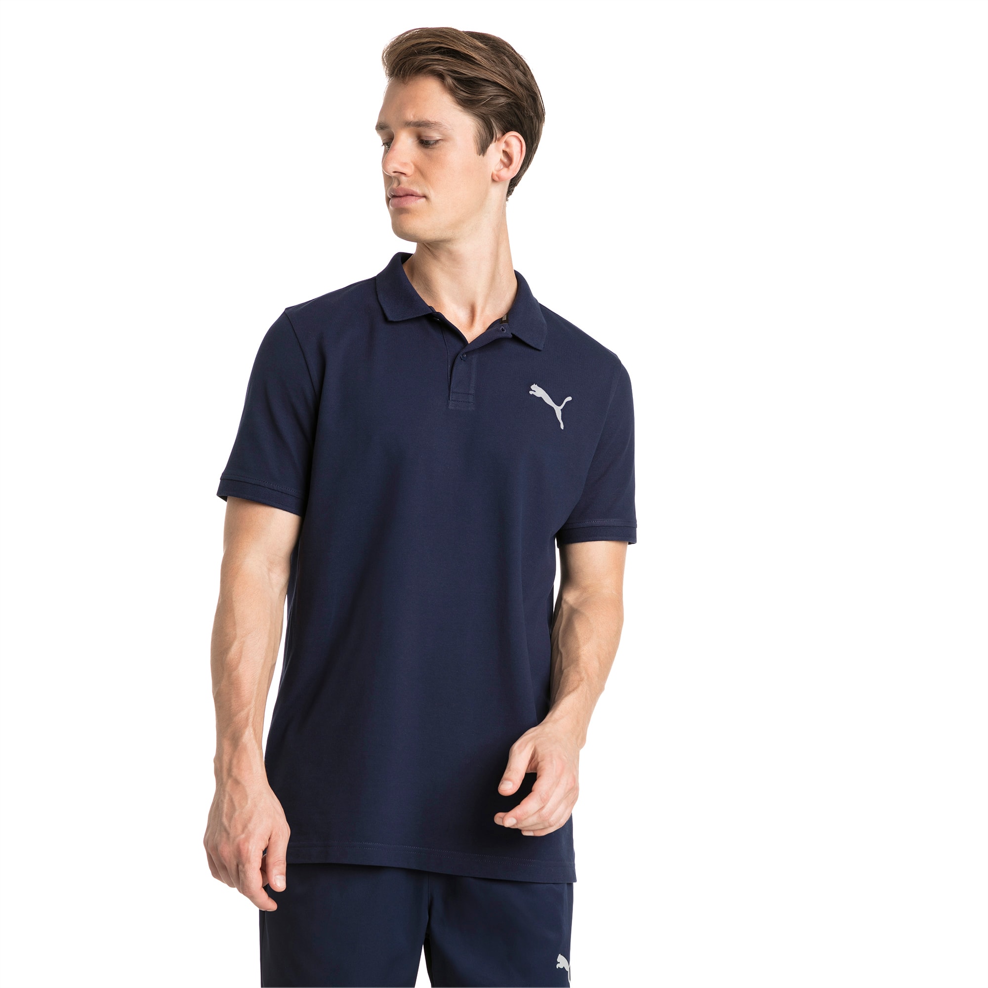 PUMA Polo Essentials Piqué pour Homme, Bleu/Logo Chat, Taille XS, Vêtements