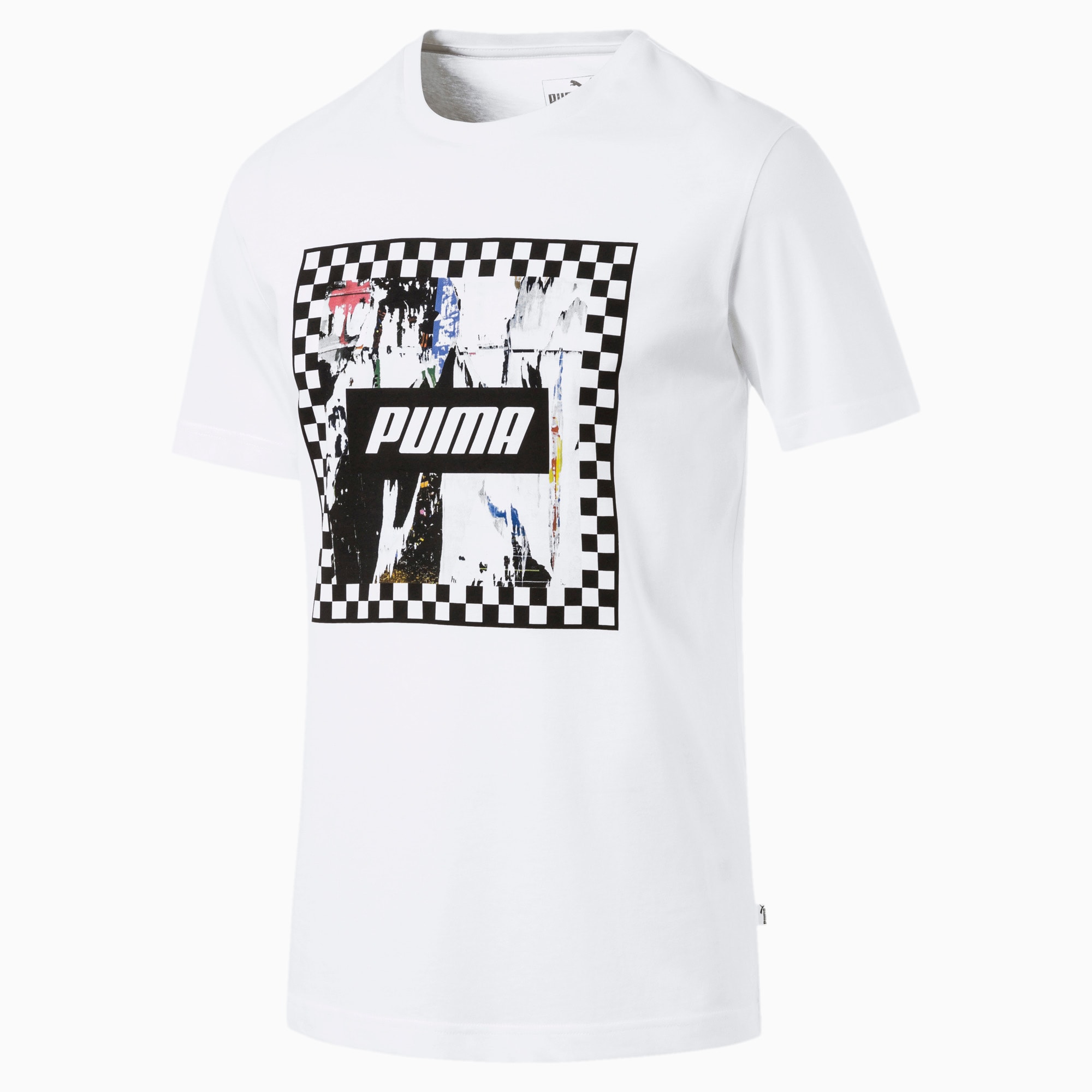 PUMA T-Shirt Check Graphic pour Homme, Blanc, Taille XXL, Vêtements