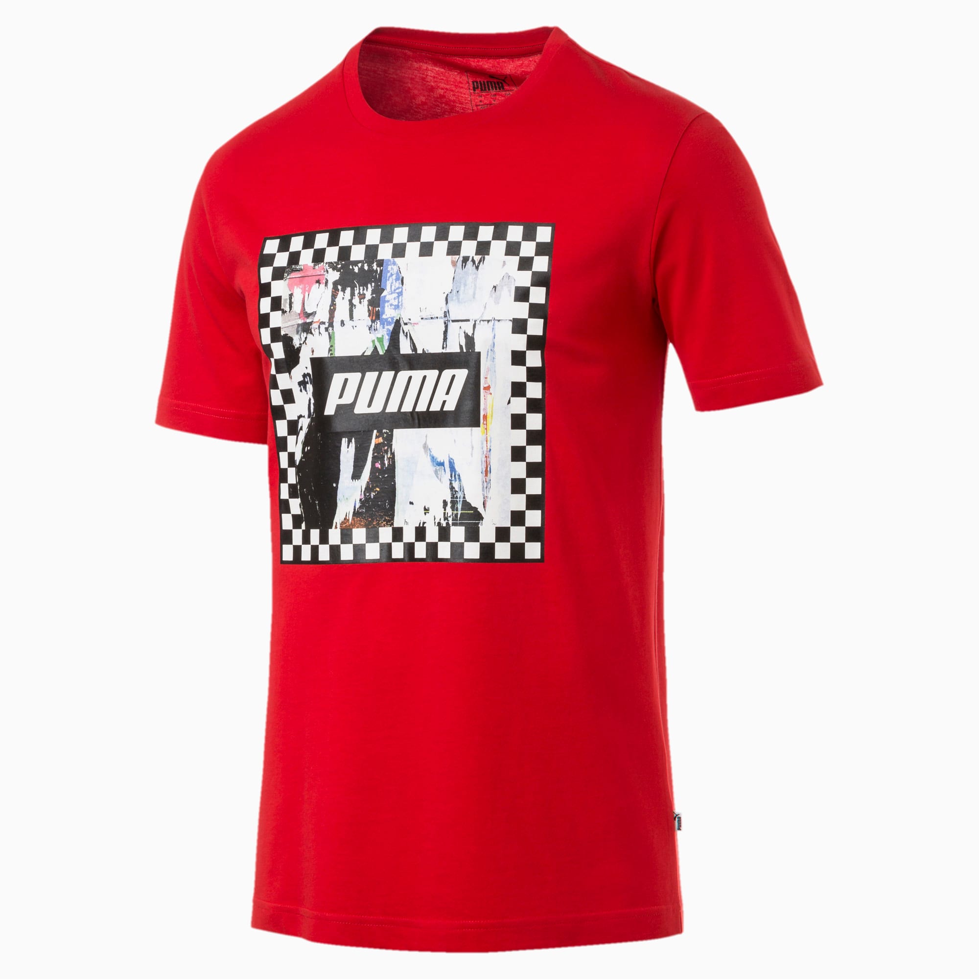 PUMA T-Shirt Check Graphic pour Homme, Rouge, Taille M, Vêtements