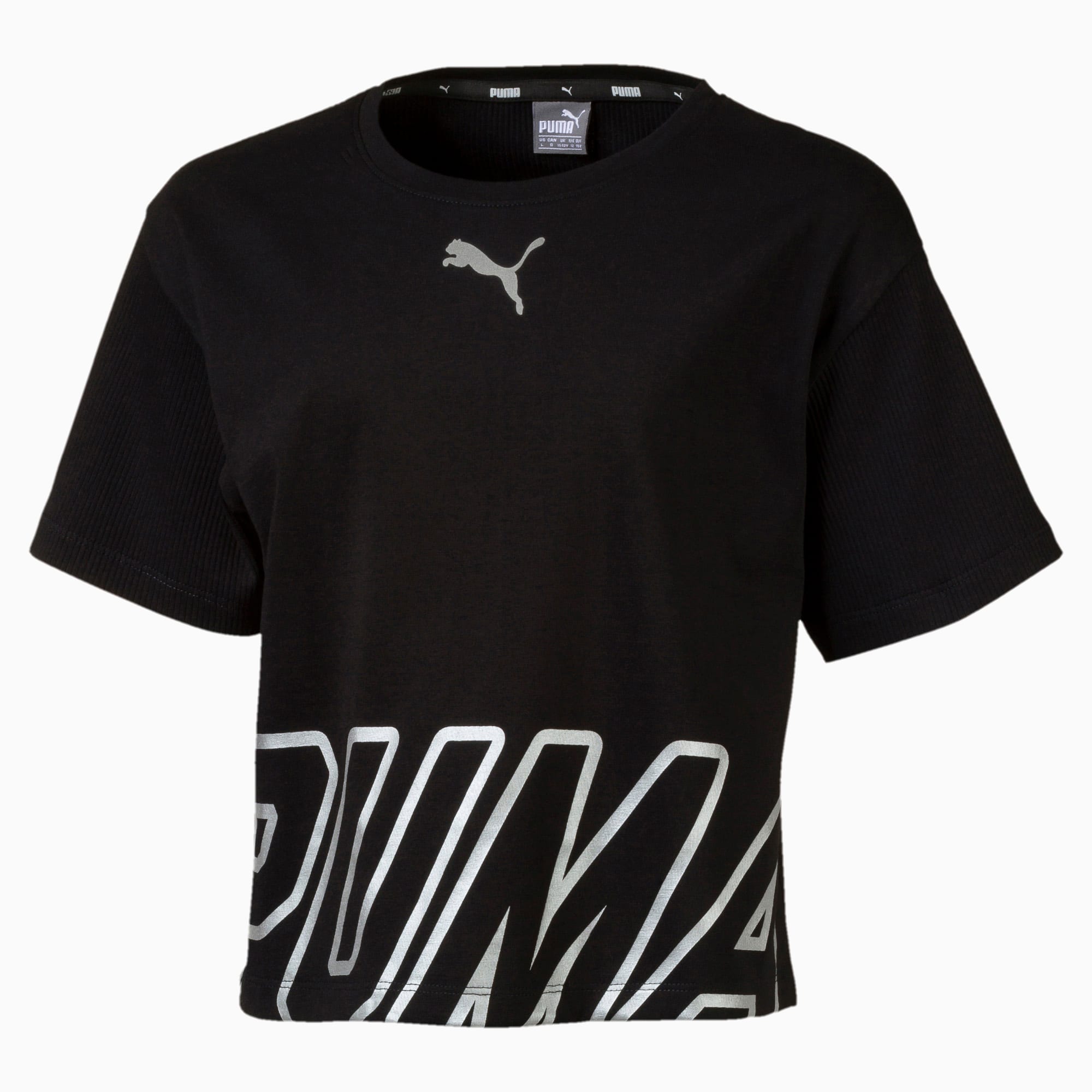 PUMA T-Shirt Alpha pour fille, Noir, Taille 104, Vêtements