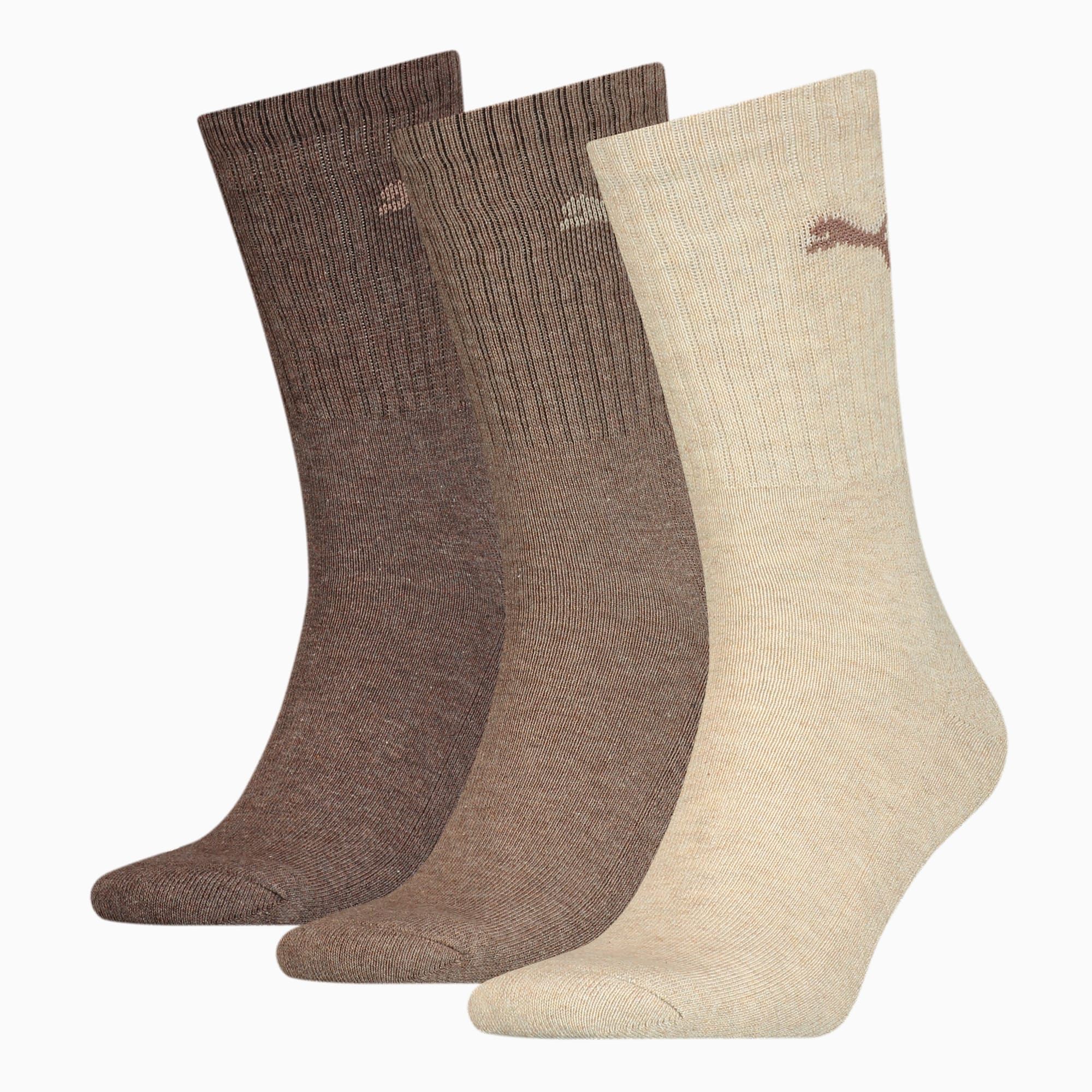 Puma Crew Sock (3-pack) - sokken - bruin - Maat: 35-38