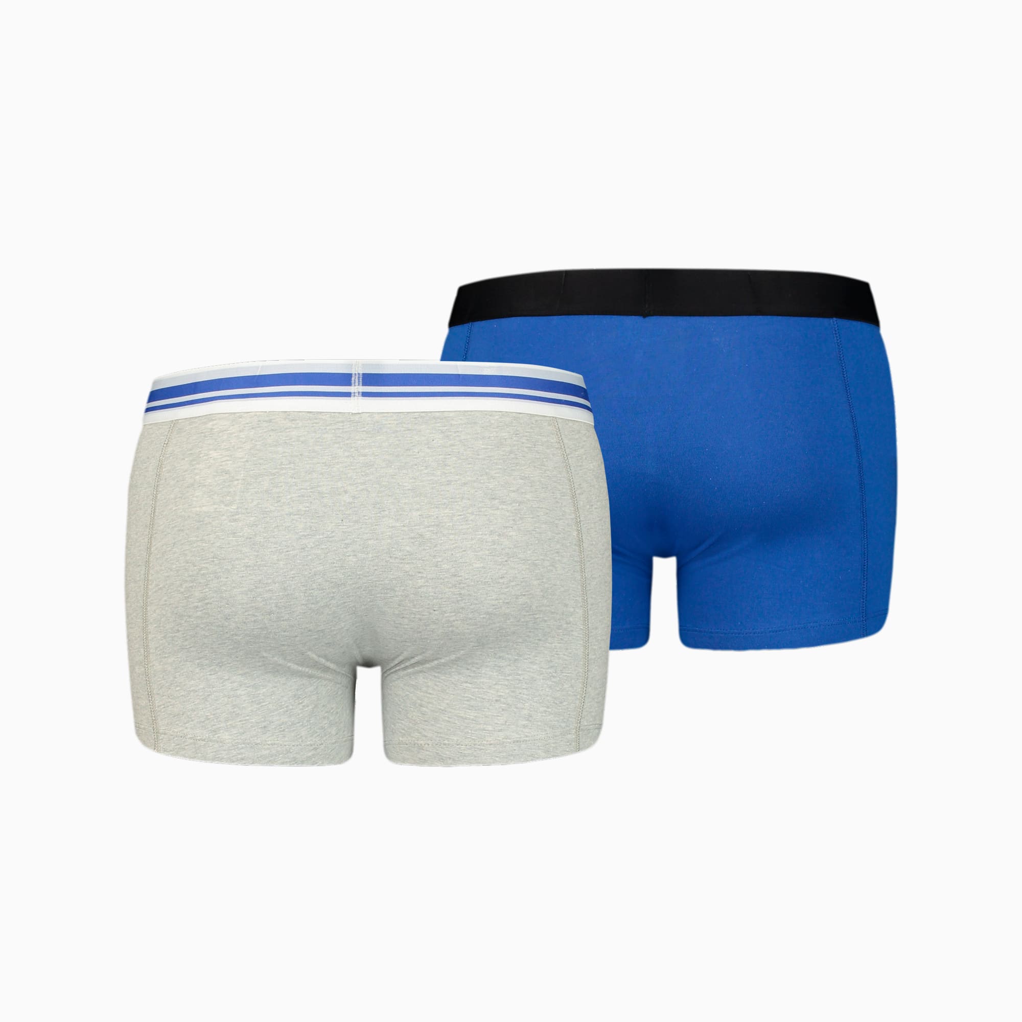 PUMA Placed Logo Men's Boxers 2 Pack, Light Grey Melange/Blue Atoll