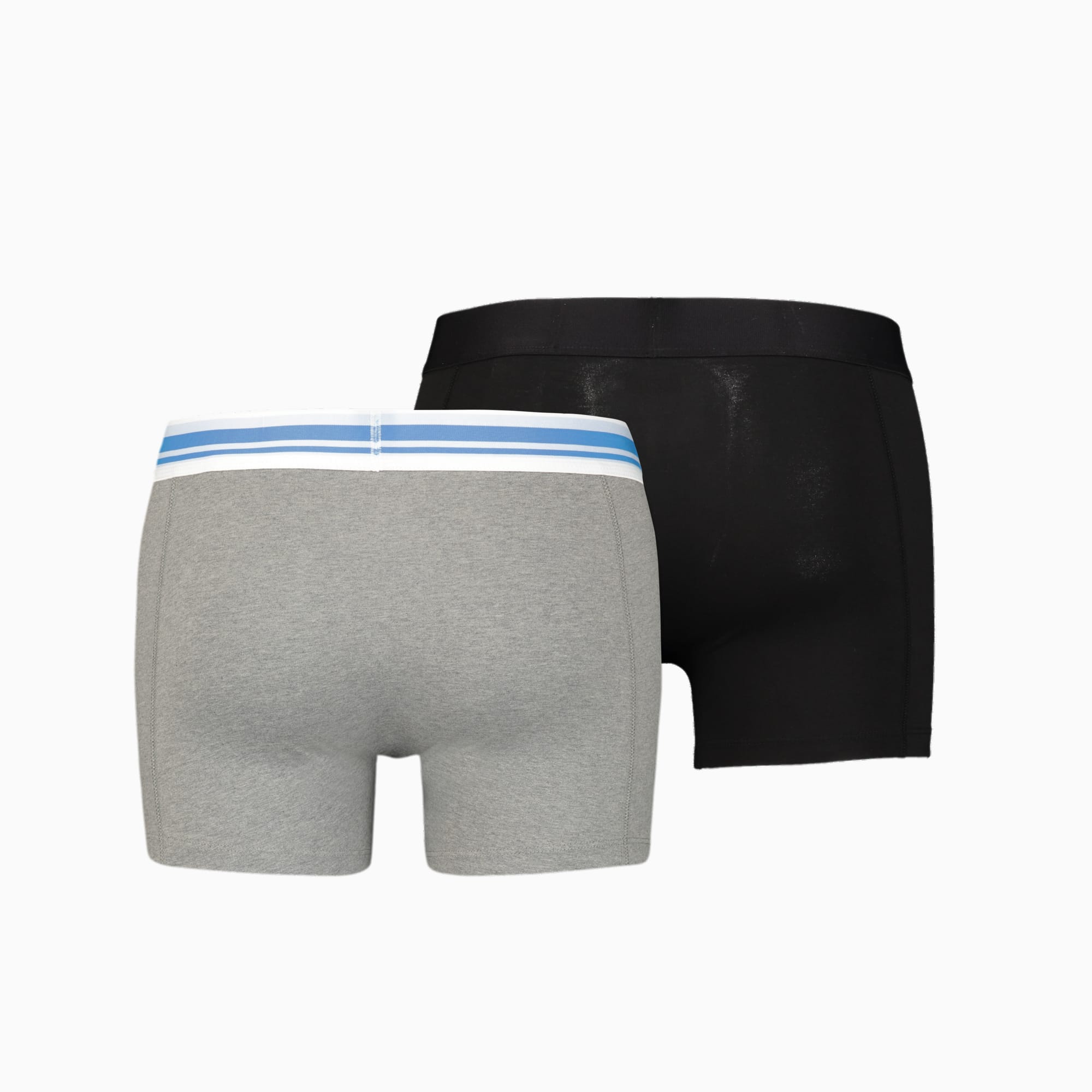 PUMA Placed Logo Herren-Boxershorts 2er-Pack, Grau/Blau, Größe: L, Kleidung