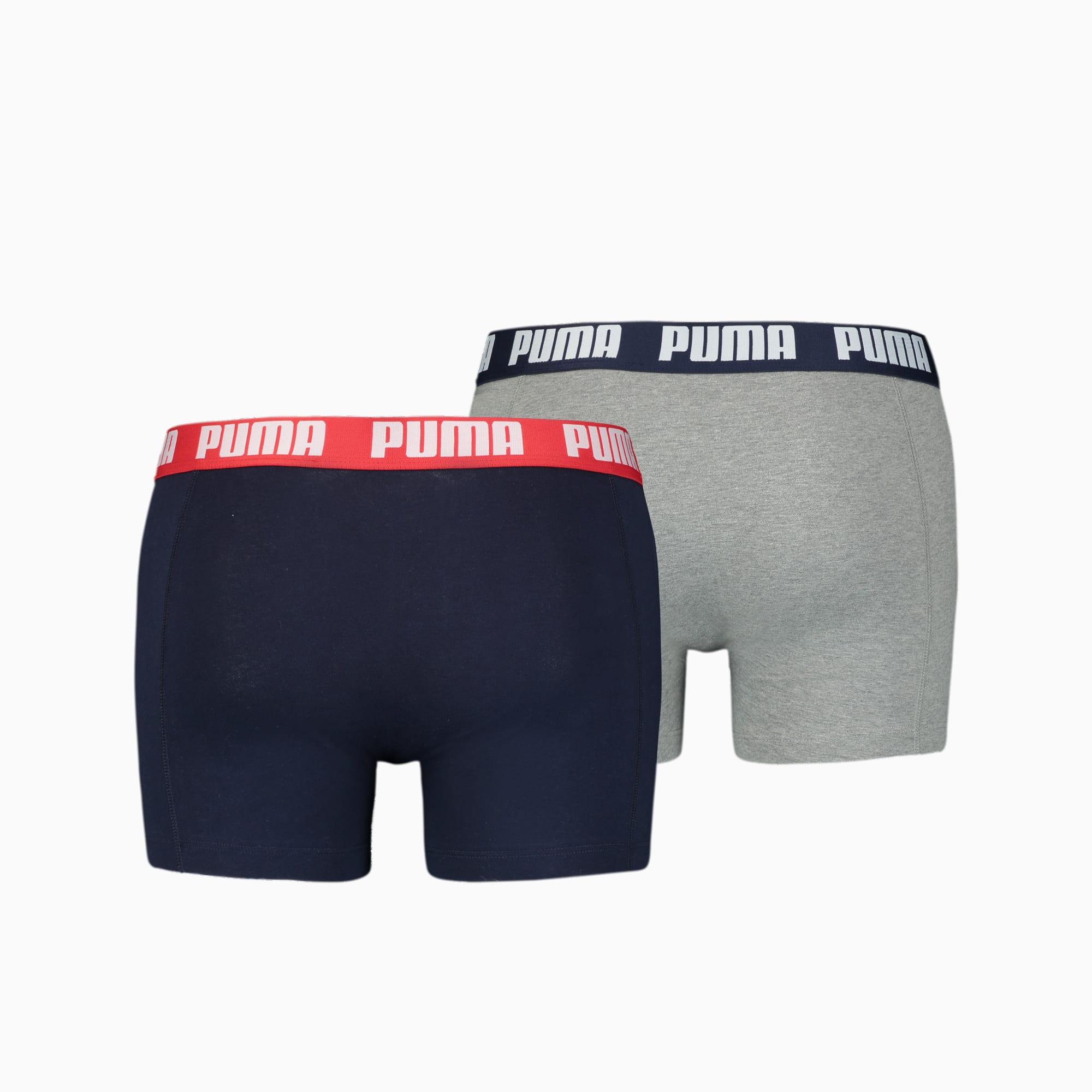 PUMA Basic Boxershorts Herren 2er-Pack, Mit Grau Melange, Grau/Blau, Größe: M, Kleidung