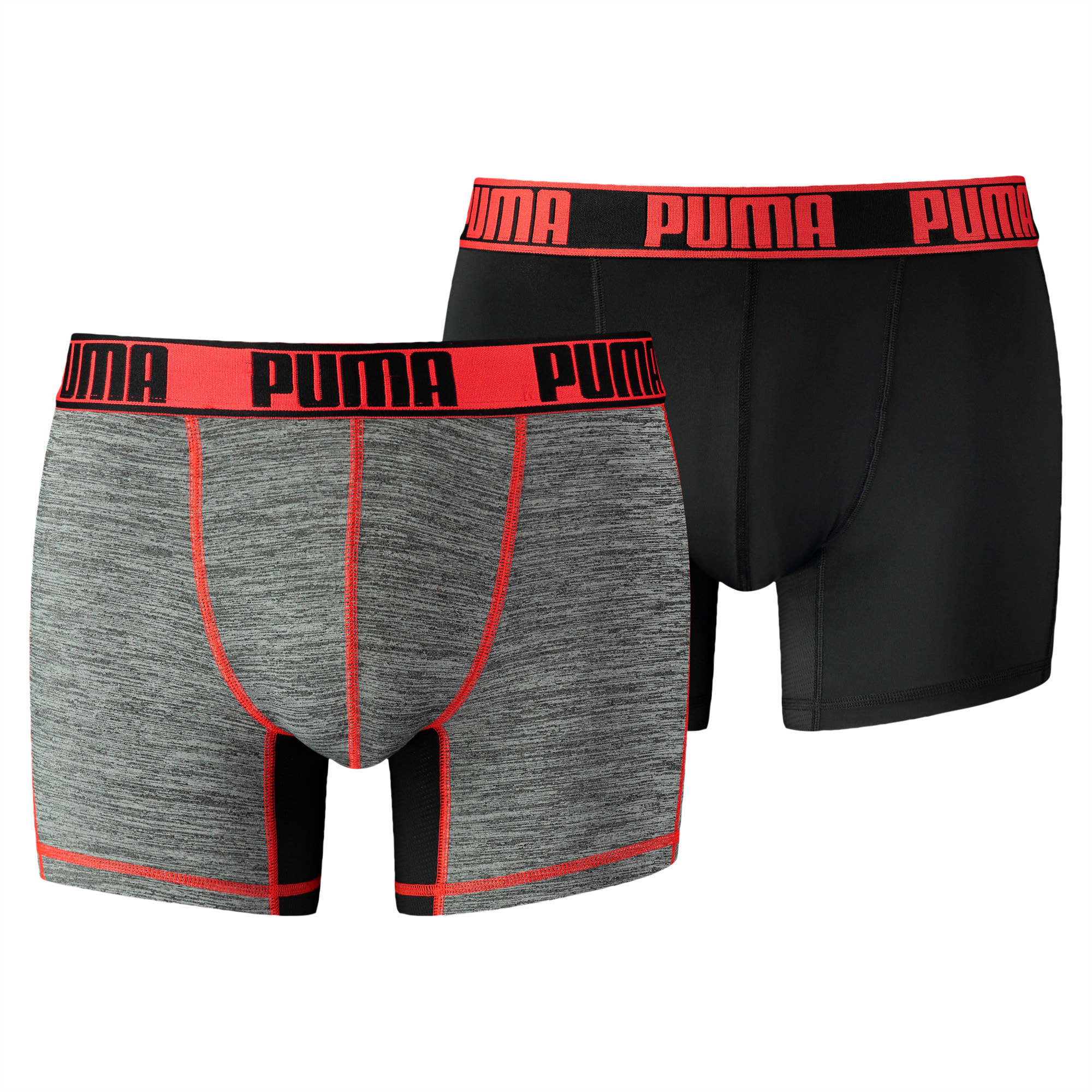 PUMA Shorts boxeurs Grizzly pour Homme (lot de deux), Rouge/Noir, Taille L, Vêtements
