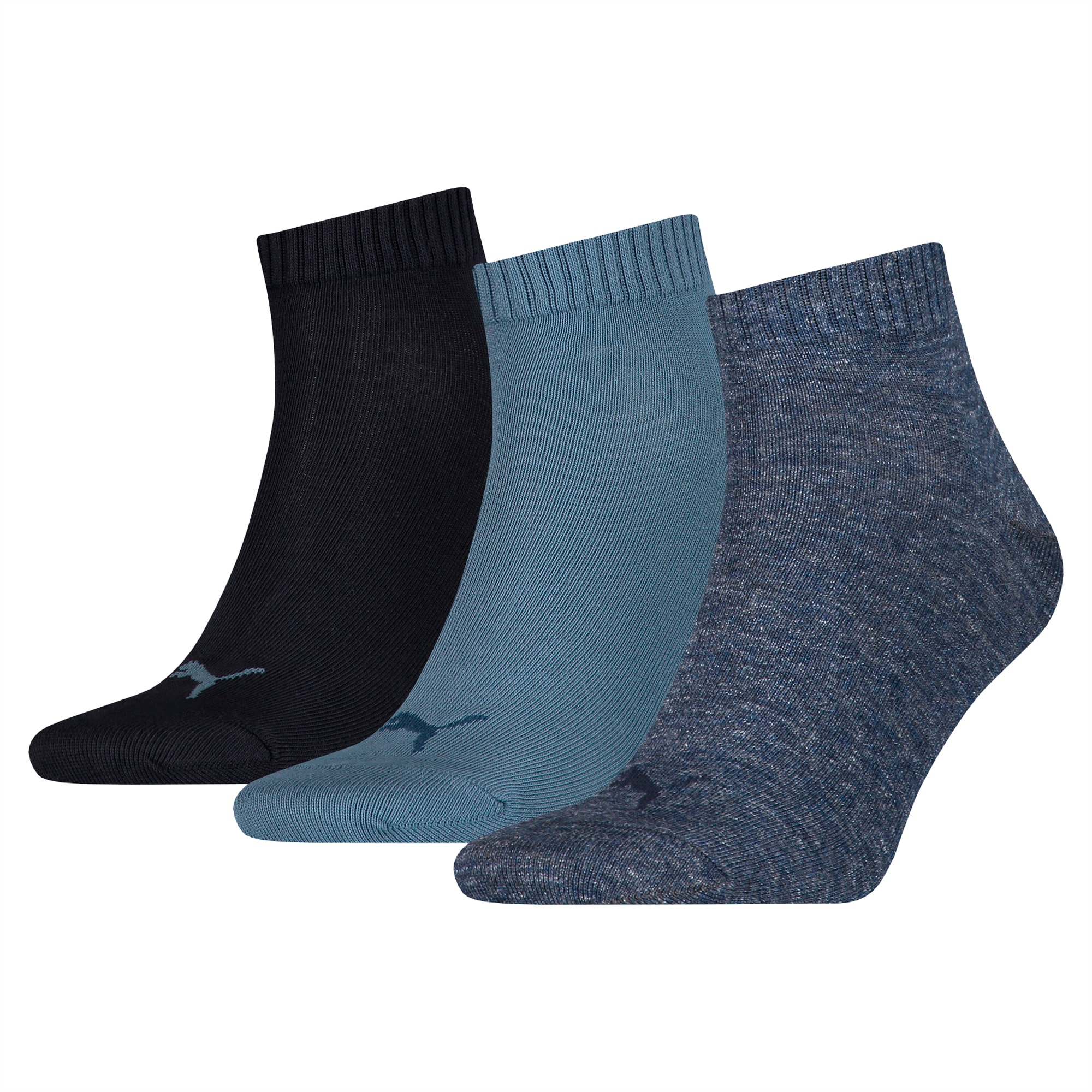 PUMA Einfarbige Quarter-Socken 3er Pack | Mit Aucun | Blau | Größe: 43-46