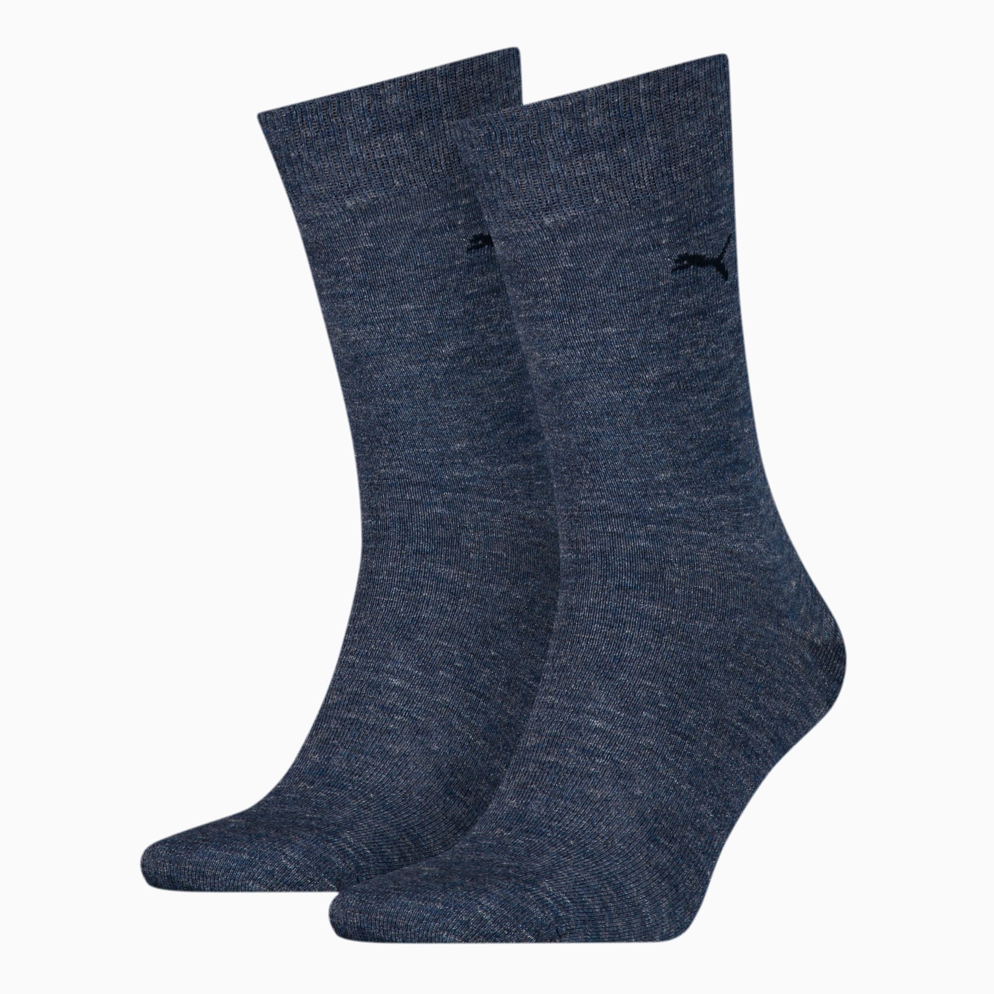 PUMA Lot de deux paires de chaussettes classiques pour Homme, Bleu, Taille 43-46, Vêtements