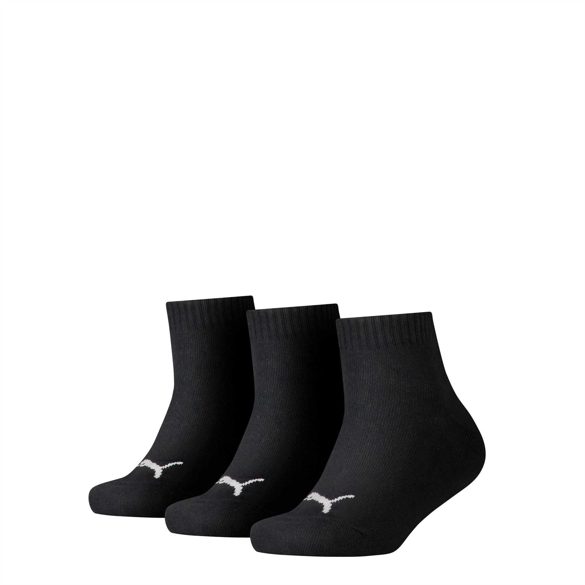 PUMA Kinder Quarter-Socken 3er-Pack, Schwarz, Größe: 27-30, Kleidung