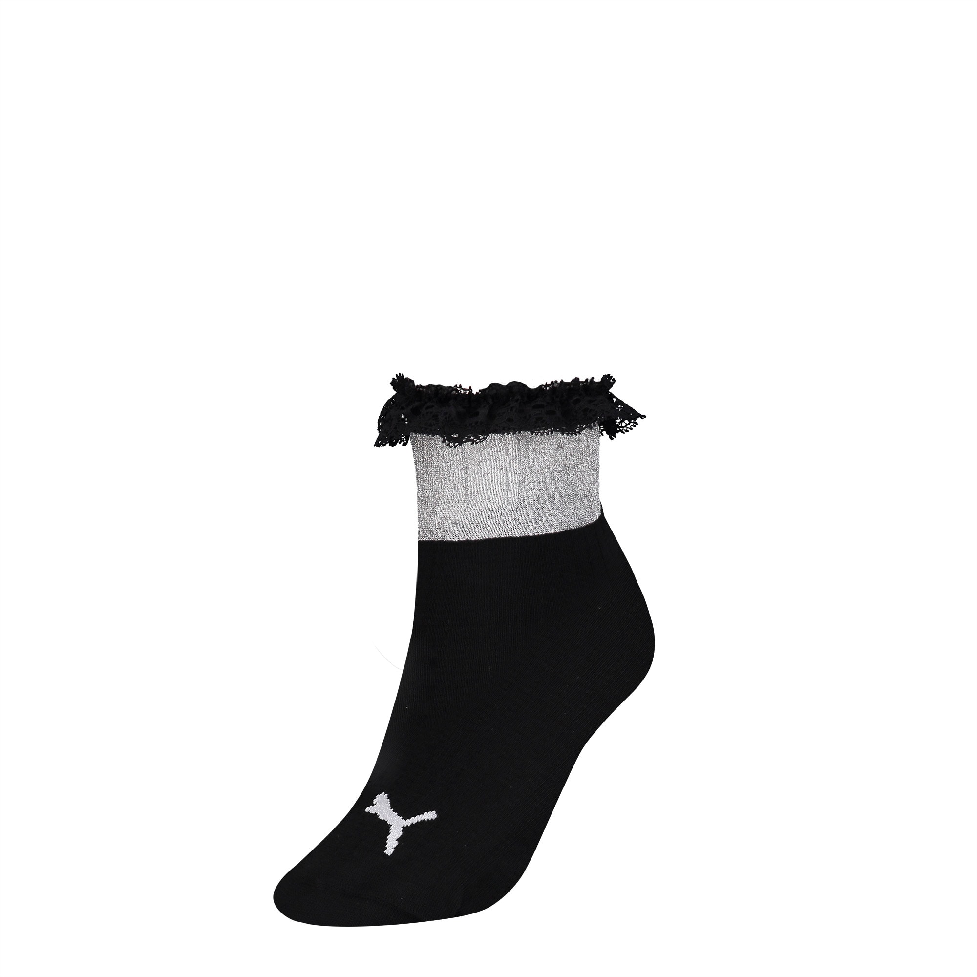 PUMA x SG korte sokken met ruche voor Dames, Zwart, Maat 39-42