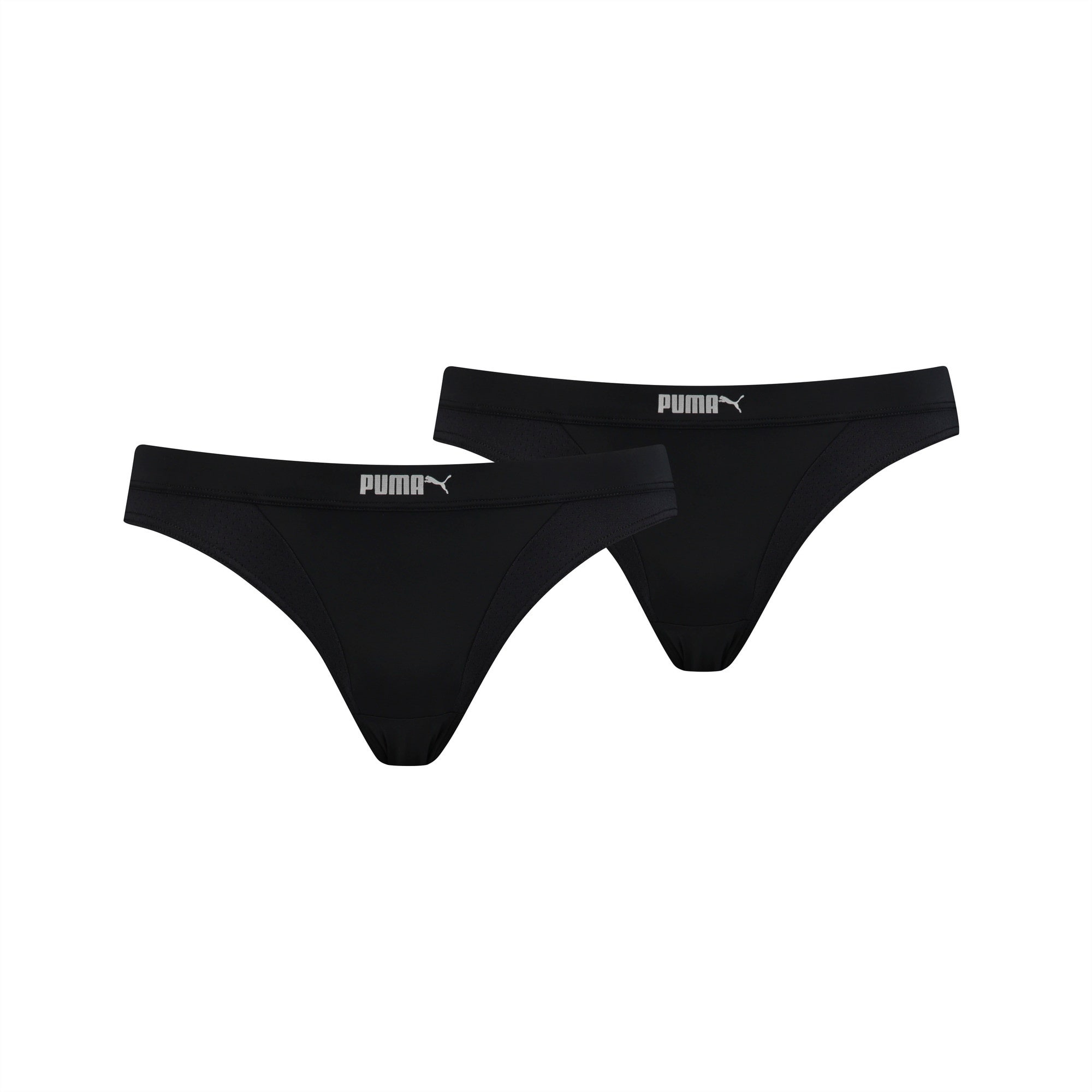 Image of PUMA Damen Bikinislips aus Mikrofaser-Mesh 2er Pack | Mit Aucun | Schwarz | Größe: S