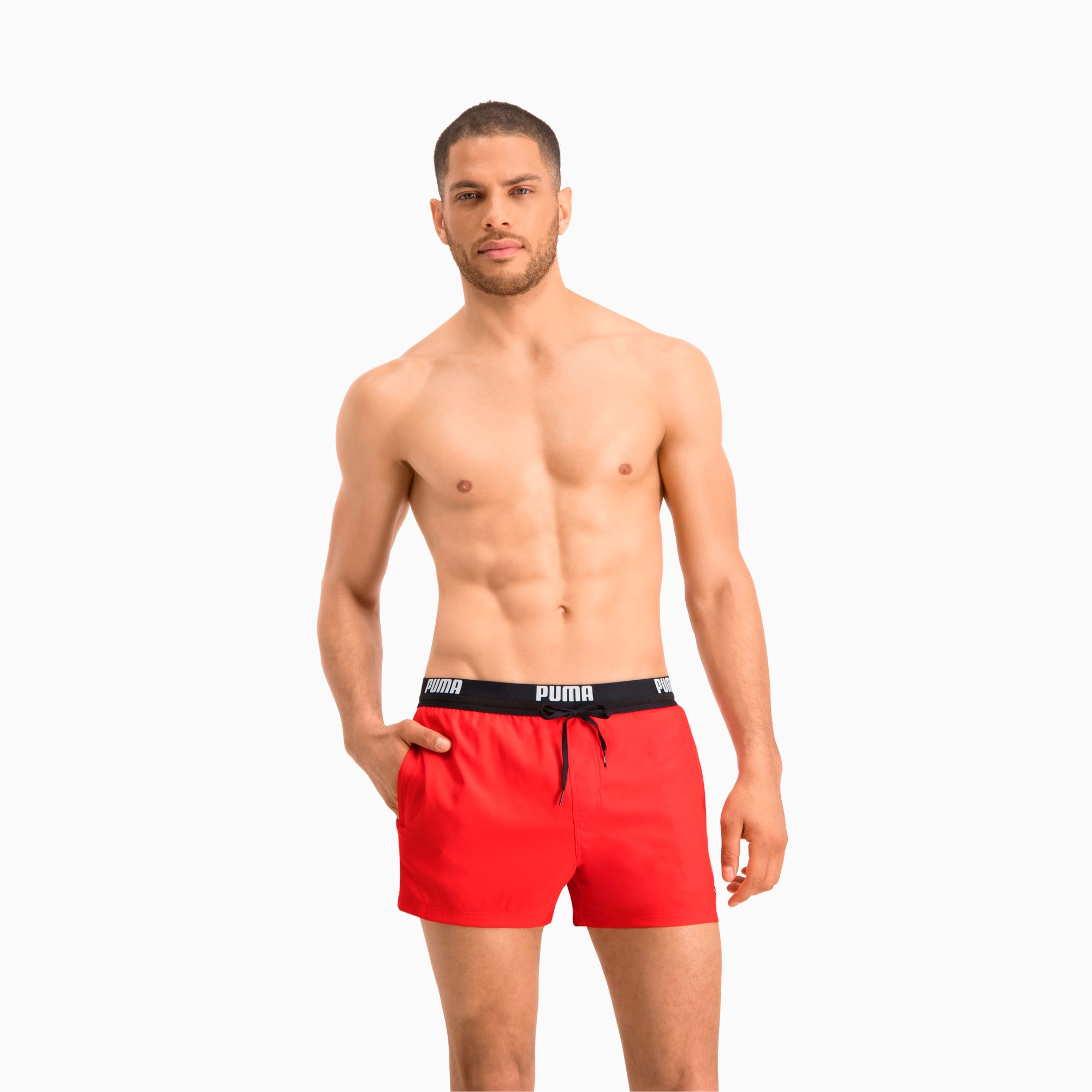 Short de bain court PUMA Swim Logo pour Homme, Rouge, Taille XS, Vêtements