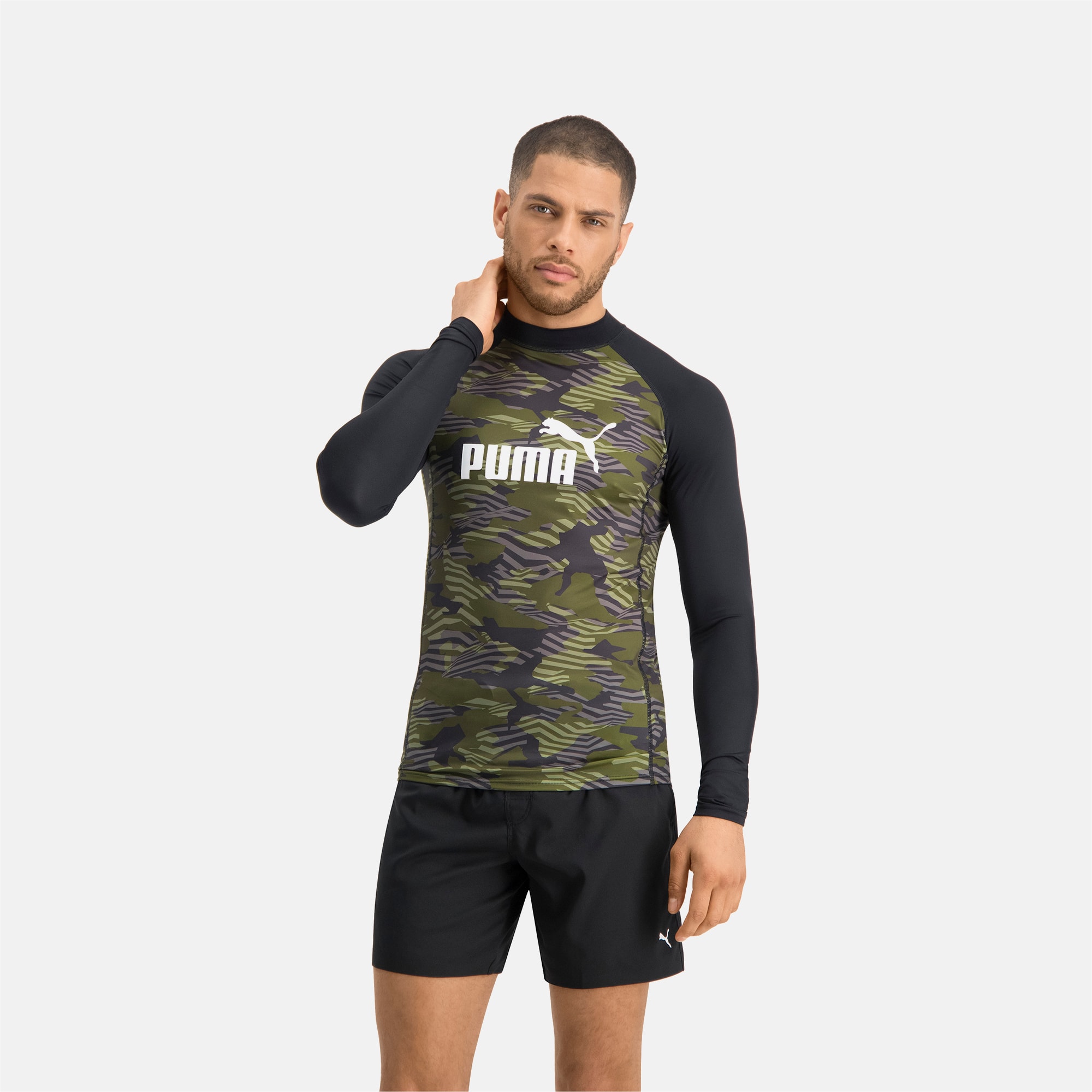 Chaussure Rashguard à manches longues et à motifs PUMA Swim pour Homme, Noir, Taille M, Chaussures