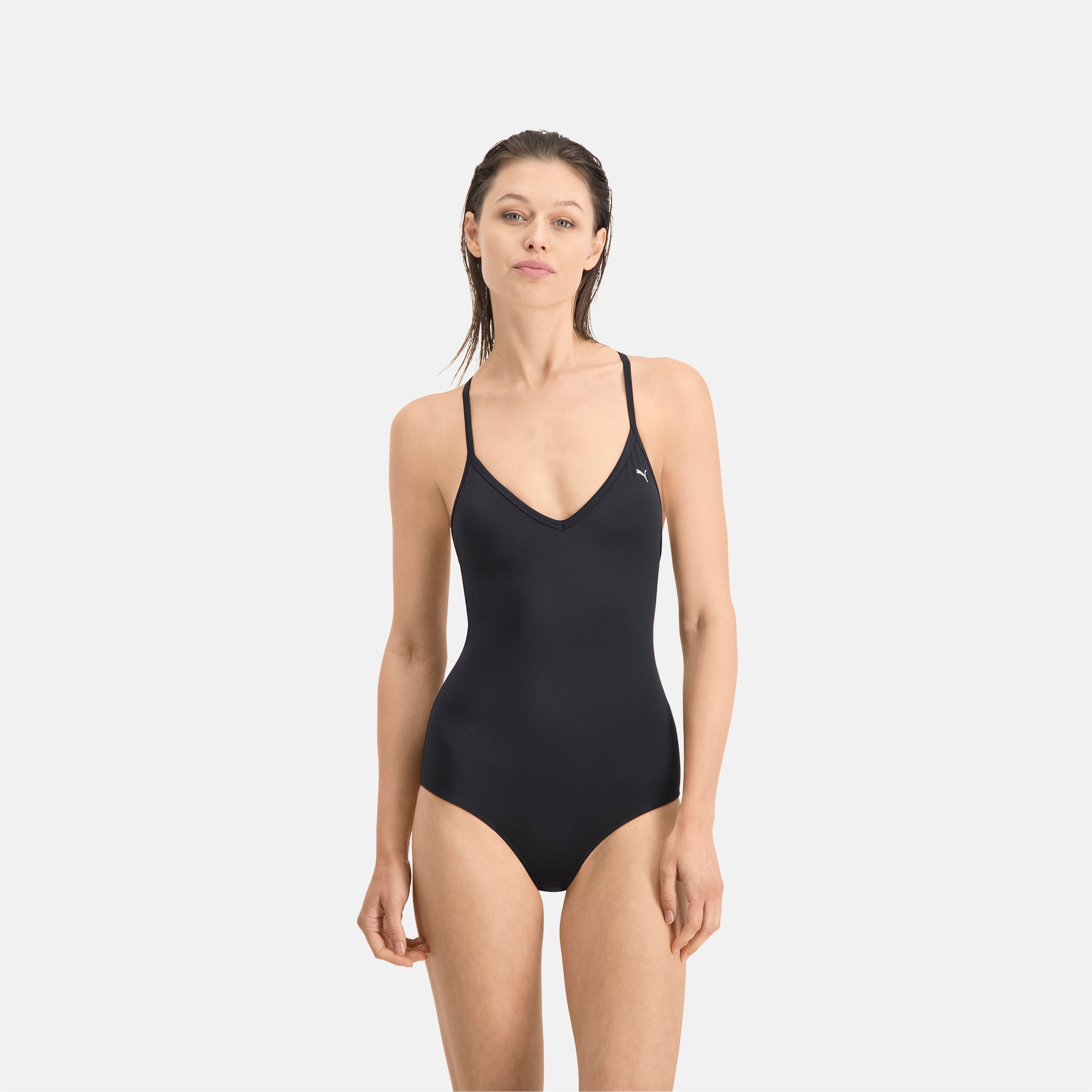 Maillot de bain PUMA Swim V-Neck Crossback pour Femme, Noir, Taille L, Vêtements