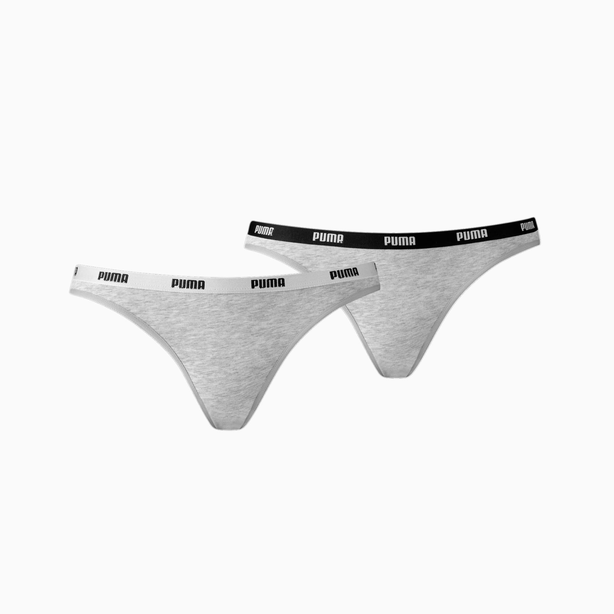 PUMA Lot de 2 slips Bikini pour Femme, Gris, Taille S, Vêtements